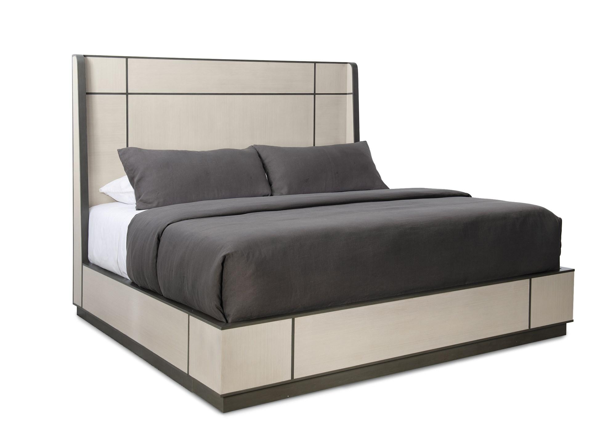 Contemporary Platform Bed REPETITION WOOD BED M123-420-101 in Ash Gray 