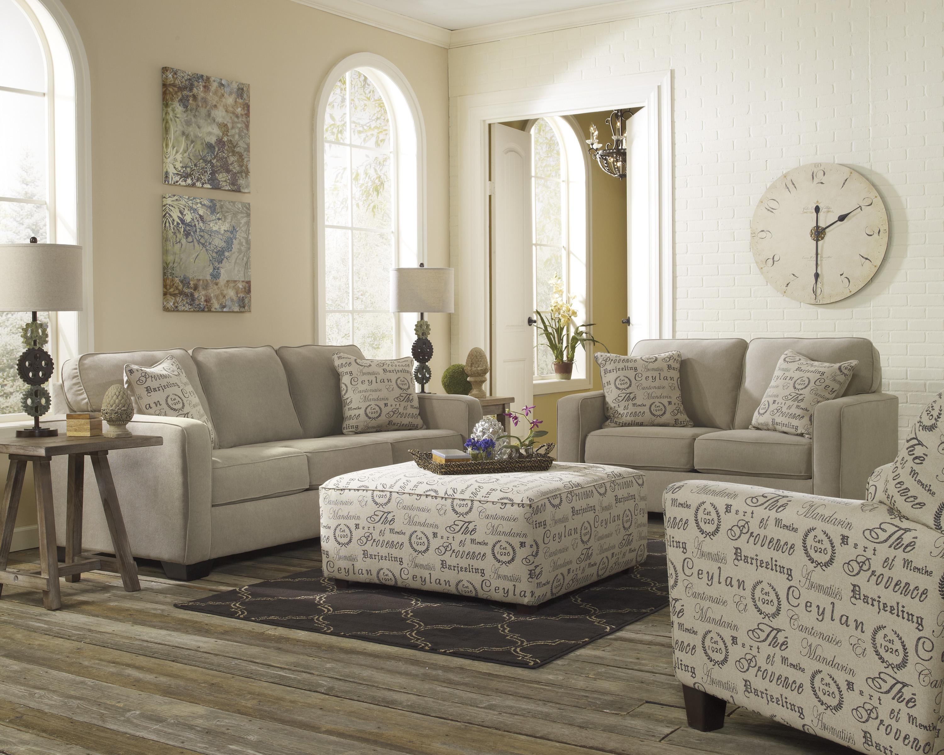 

    
Linen Fabric Upholstery Sofa Set 4Pcs w/Ottoman Casual Ashley Alenya
