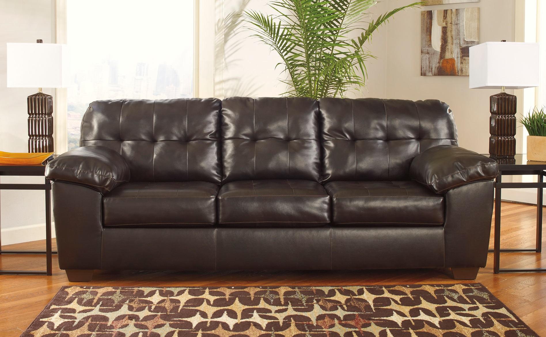 

    
Chocolate Faux Leather Sofa & Loveseat Set 2Pcs Signature Design Contemporary Ashley Alliston
