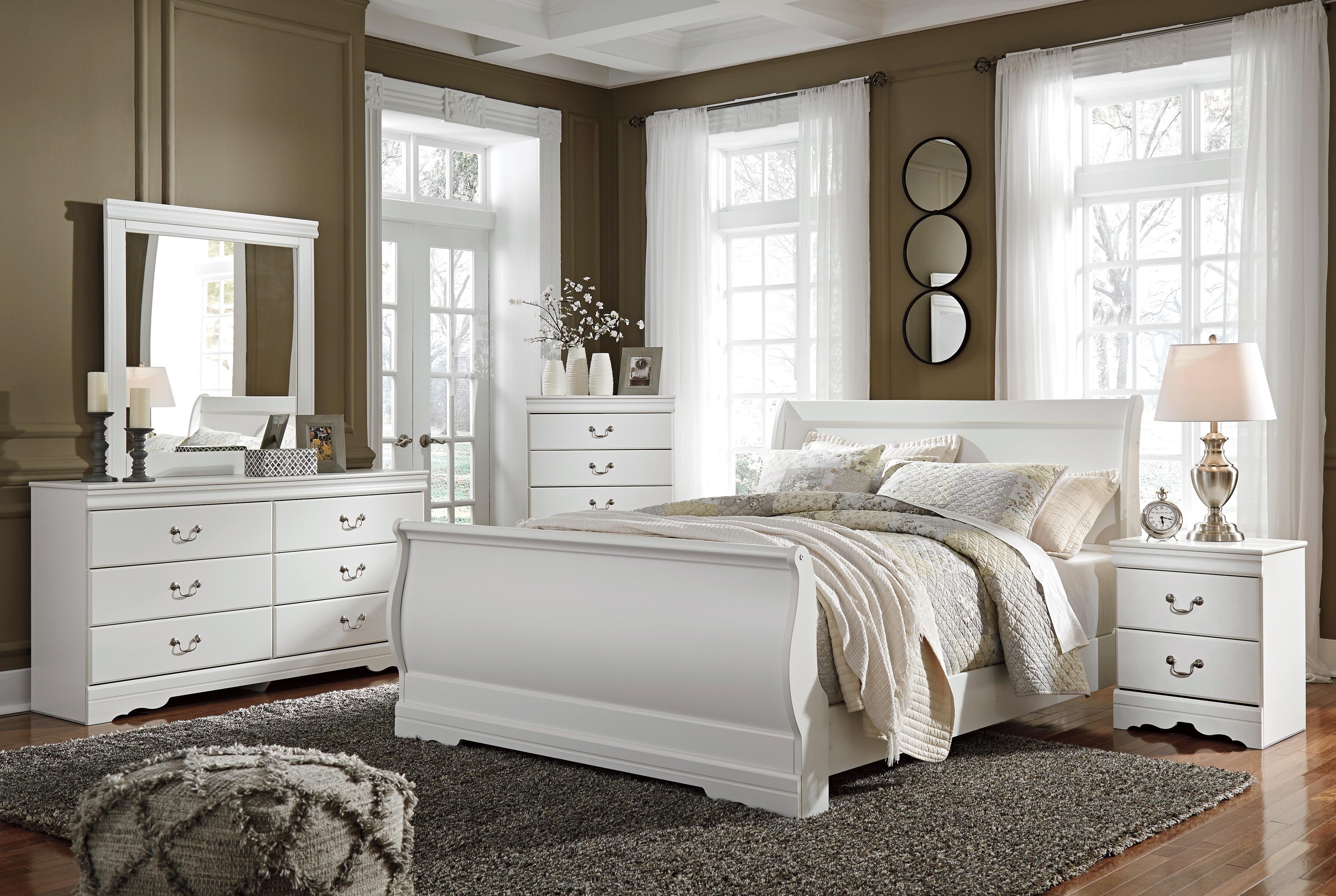 

    
Ashley Anarasia B129 Queen Size Sleigh Bedroom Set 5pcs in White

