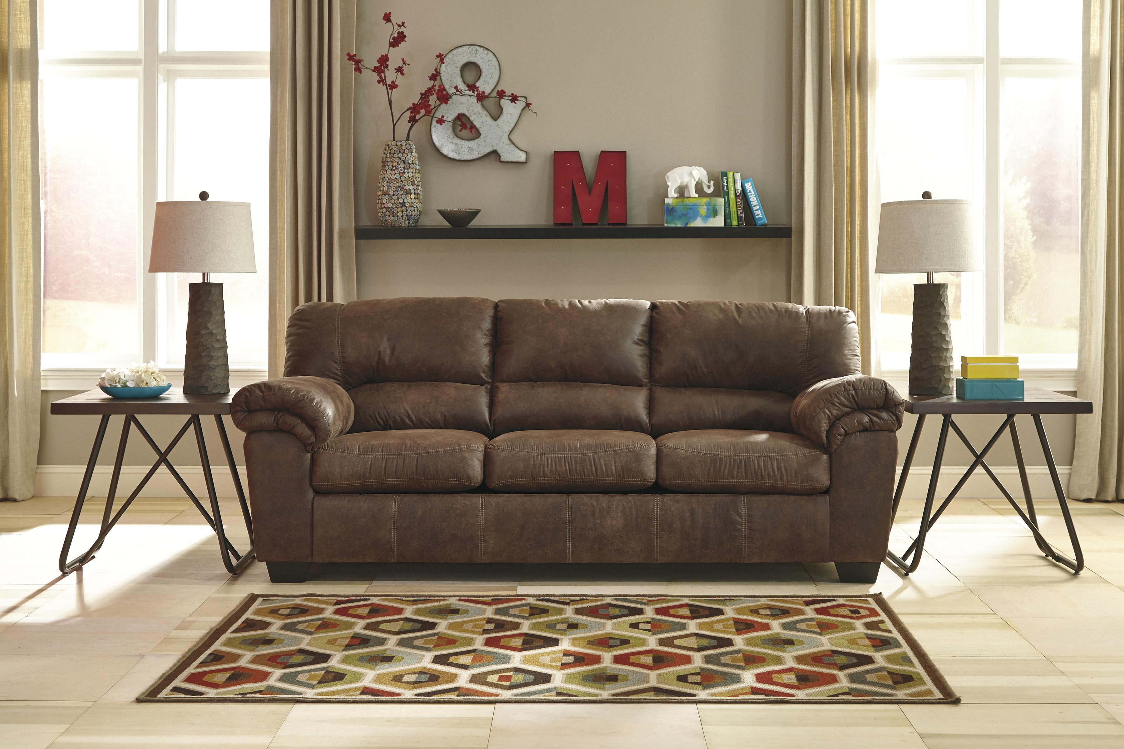 

    
Ashley Bladen Contemporary Coffee Faux Leather Sofa Set w/Ottoman 4Pcs
