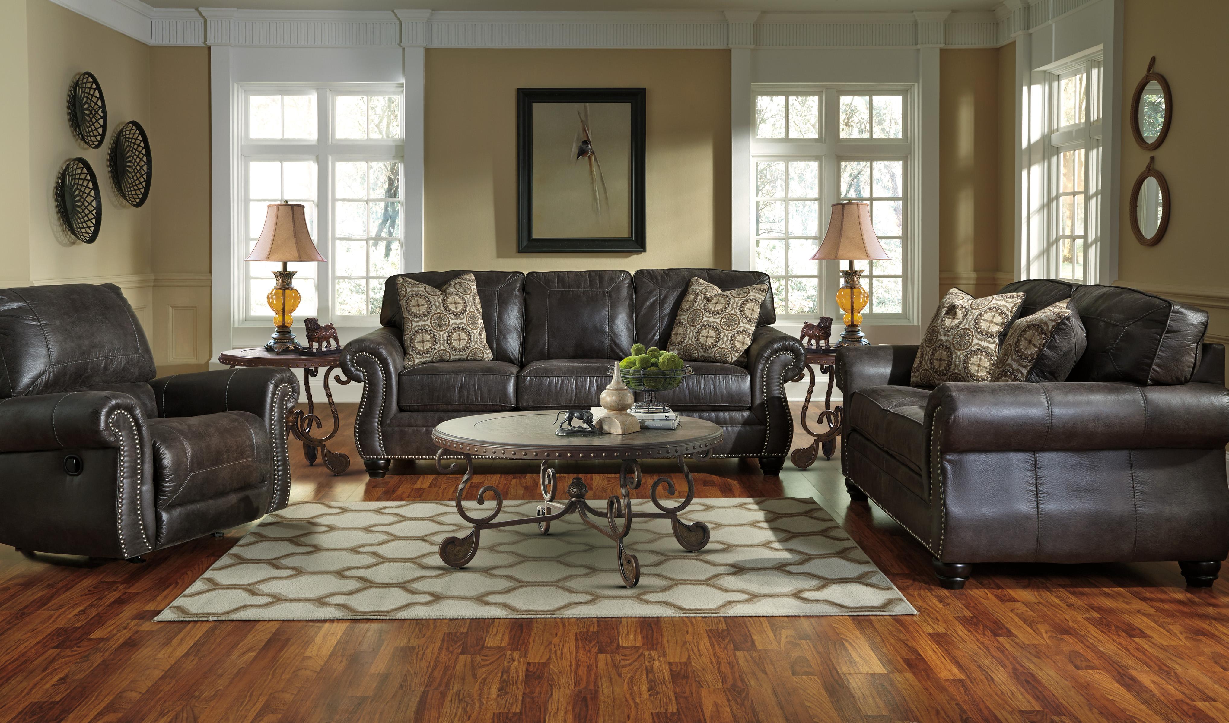 

    
Ashley Breville 3 Piece Living Room Set in Charcoal
