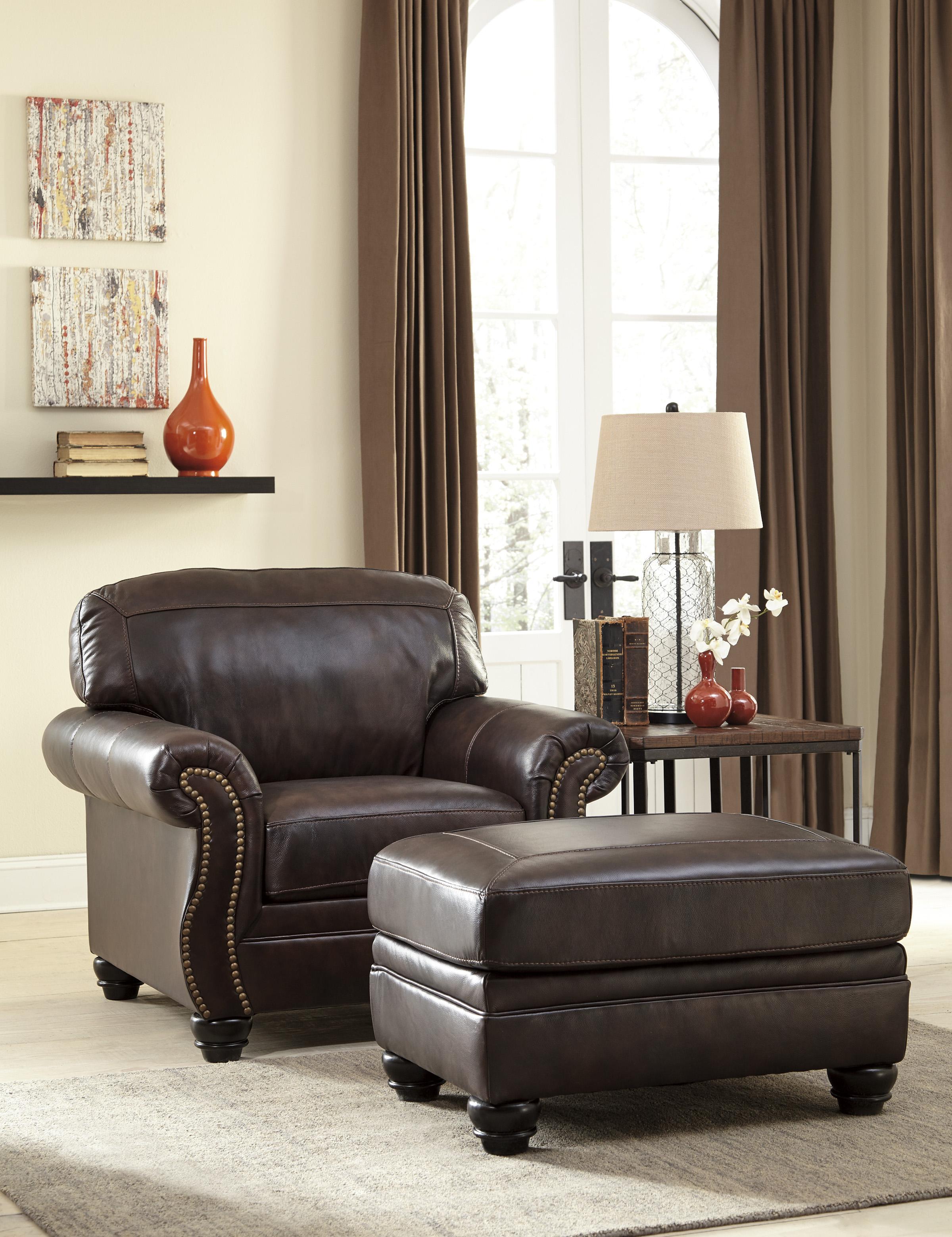 

    
Ashley Bristan Living Room Chair with Ottoman in Walnut
