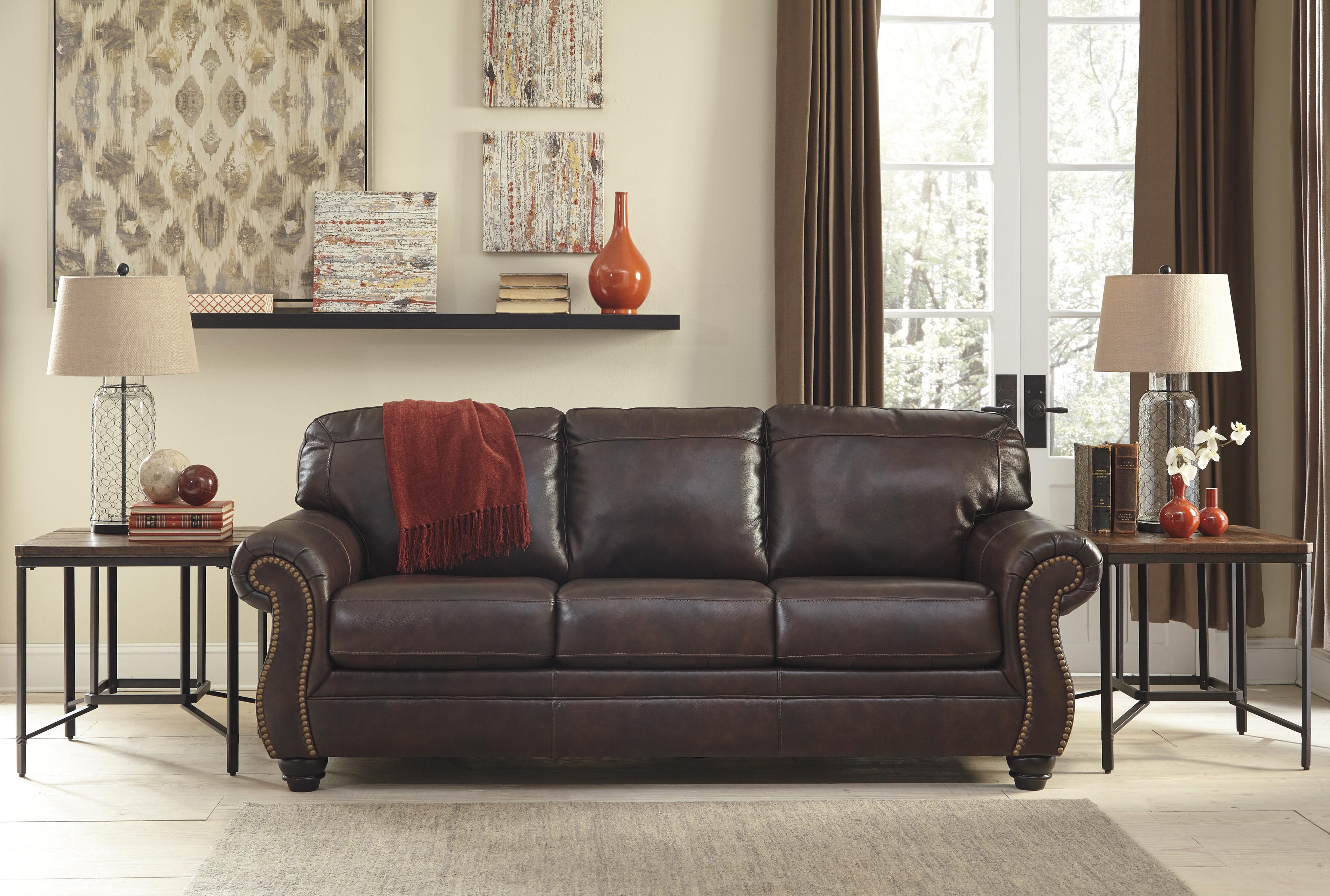 

                    
Ashley Furniture Bristan Sofa and Loveseat Set Walnut Faux Leather Purchase 
