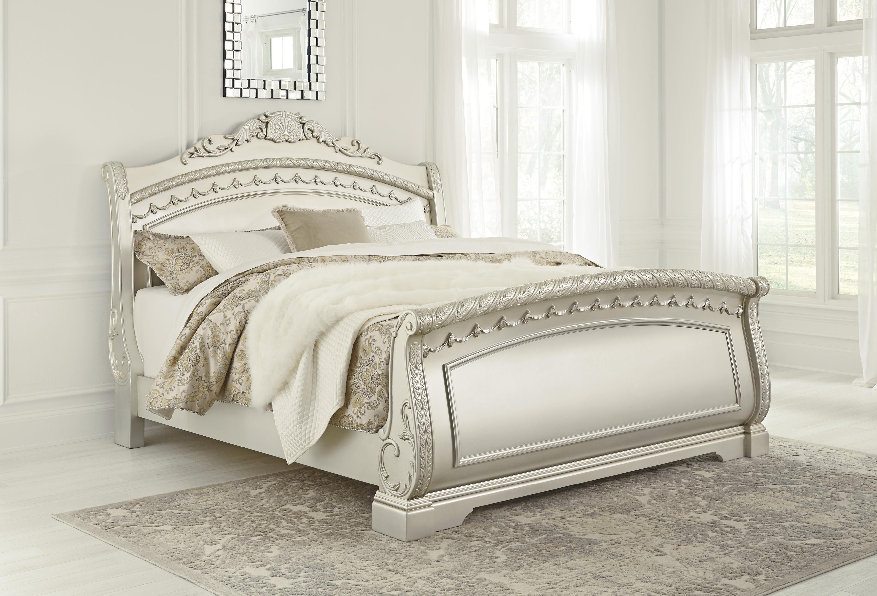 

    
Ashley Cassimore B750 King Size Sleigh Bedroom Set 5pcs in Pearl Silver
