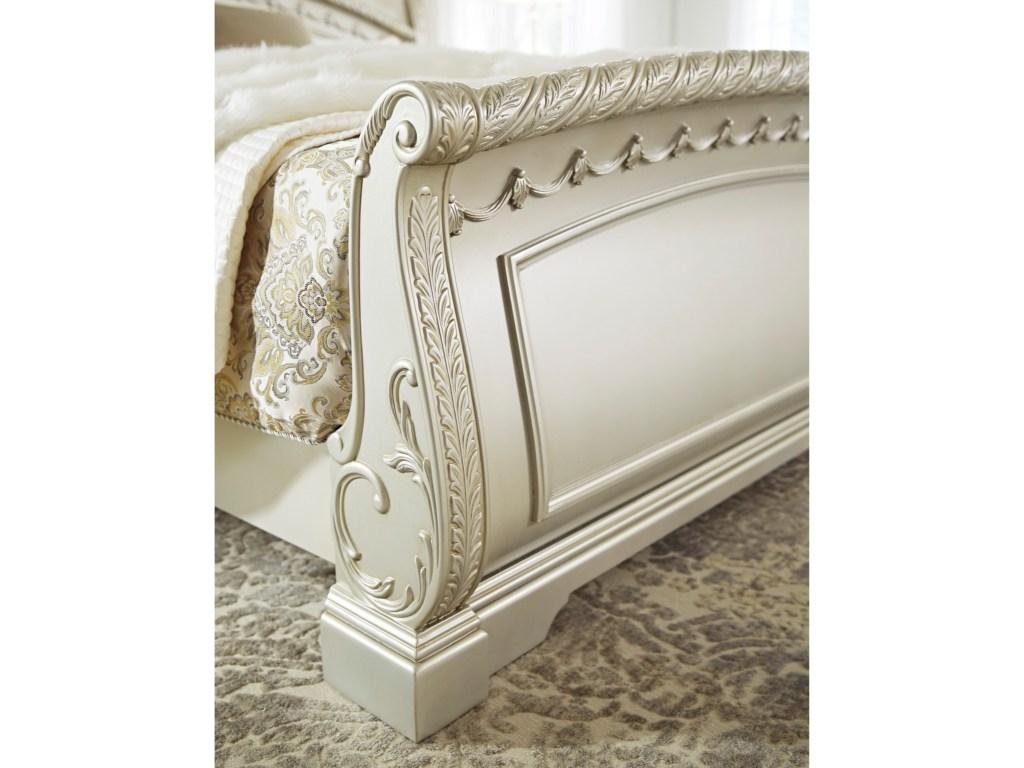 

    
 Order  Ashley Cassimore B750 King Size Sleigh Bedroom Set 5pcs in Pearl Silver
