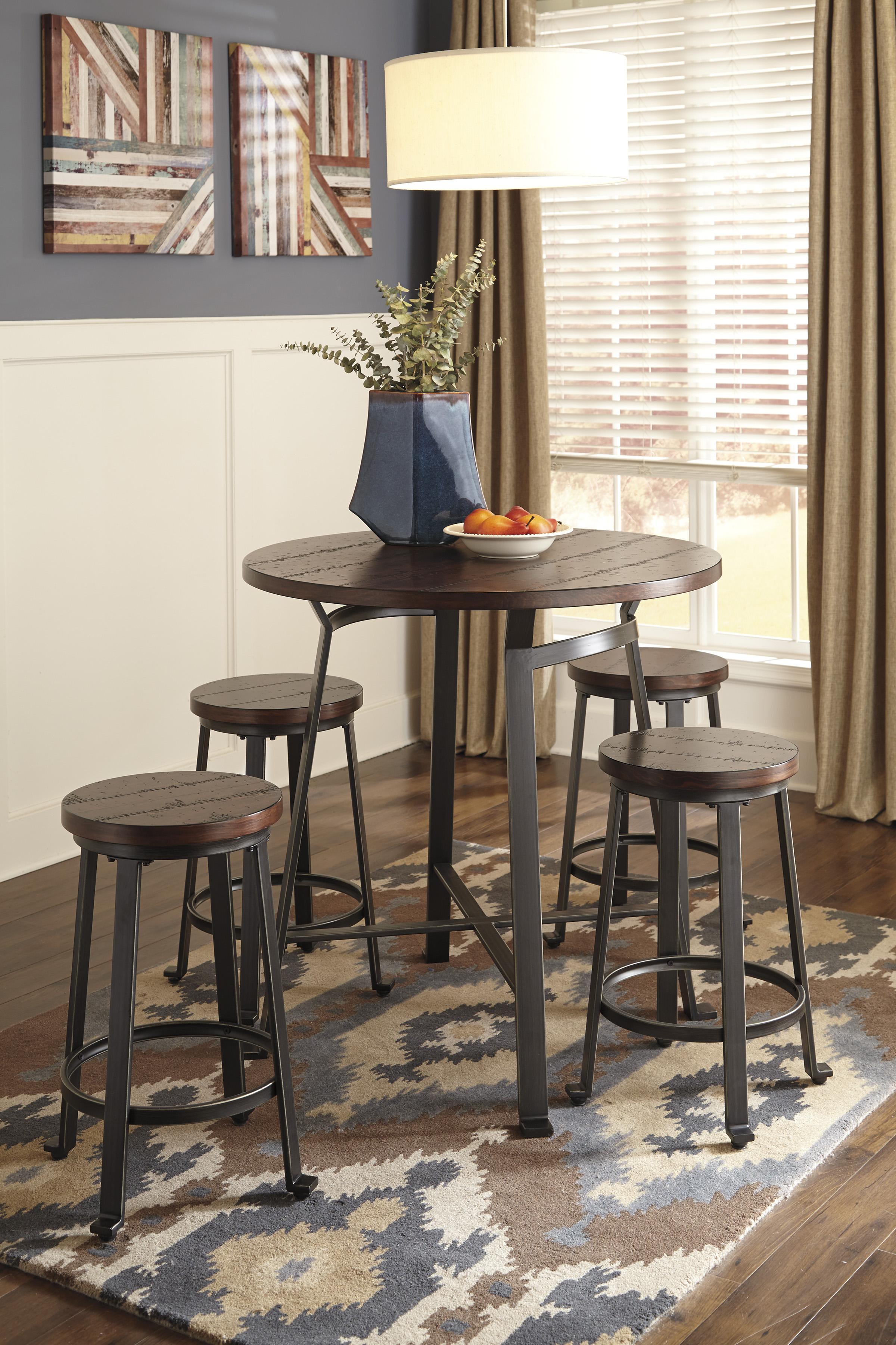 

    
Ashley Challiman D307 Dining Room Set 5pcs in Rustic Brown
