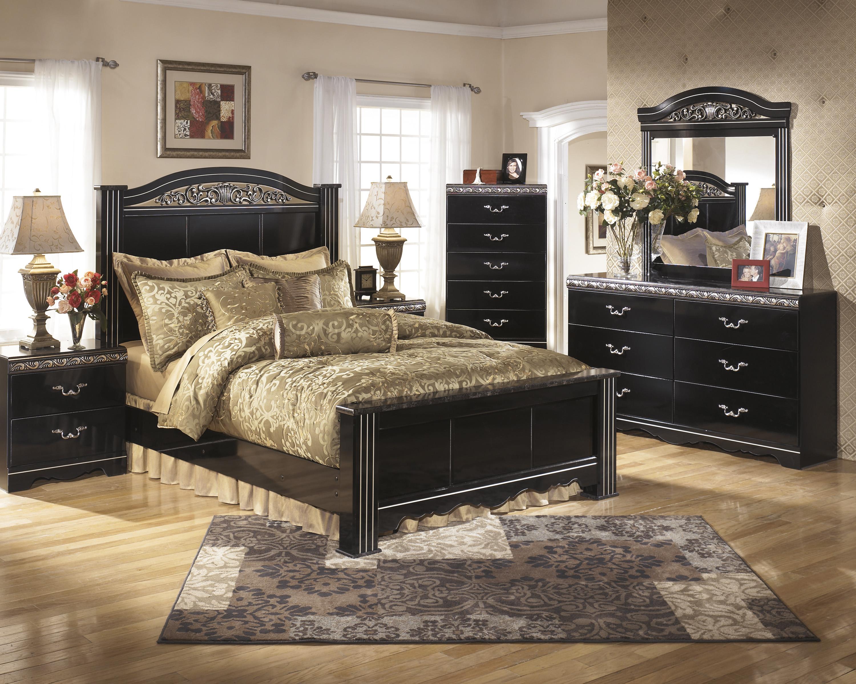 

    
Ashley Constellations B104 Queen Size Panel Bedroom Set 6pcs in Black
