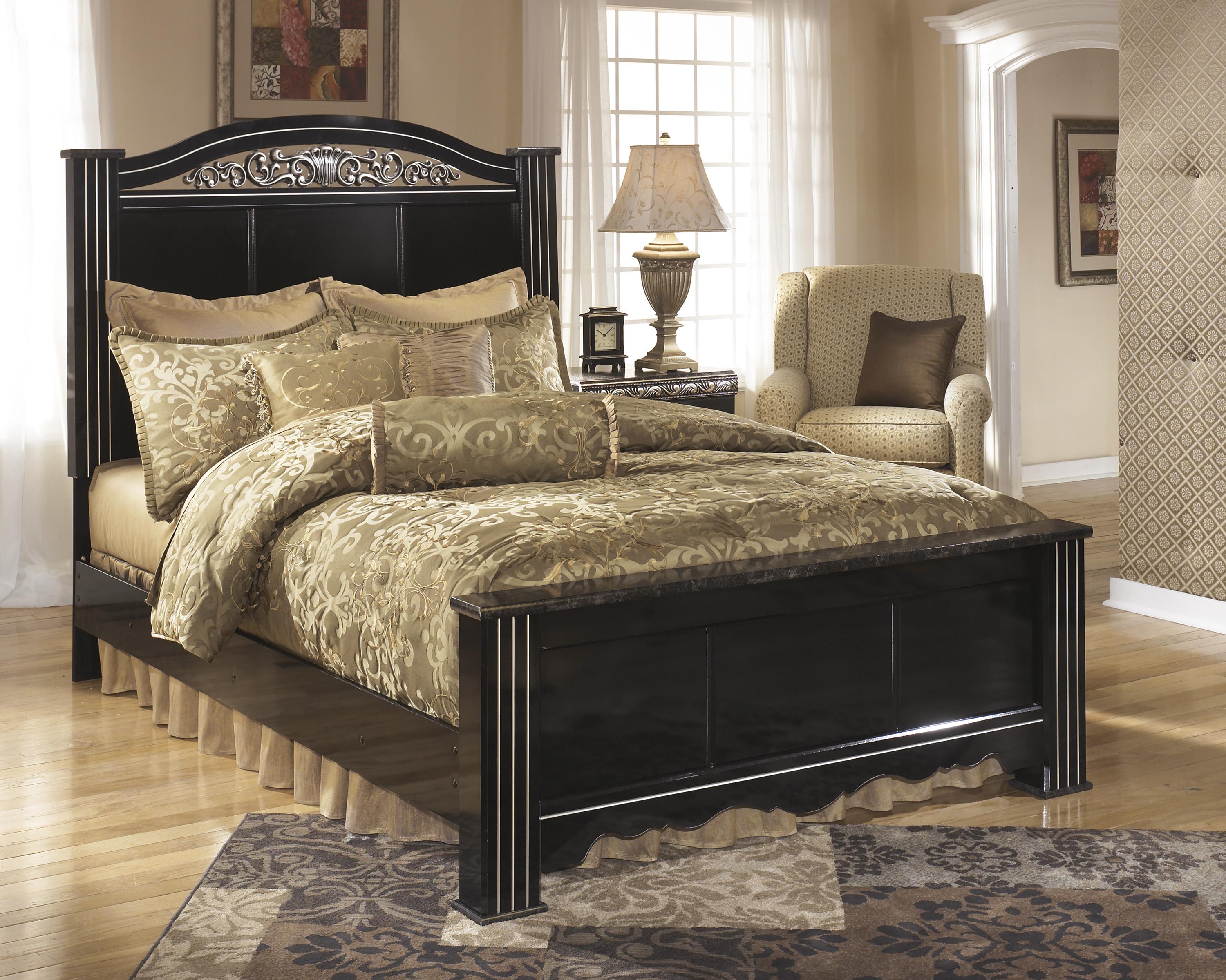 

    
Ashley Constellations B104 Queen Size Panel Bedroom Set 6pcs in Black
