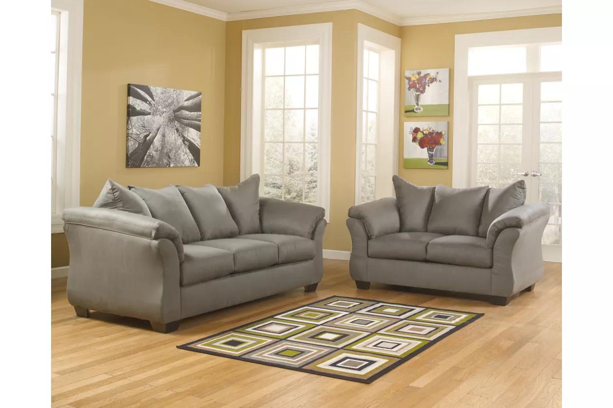 

                    
Ashley Furniture Darcy Sofa and Loveseat Set Cobblestone Fabric Purchase 
