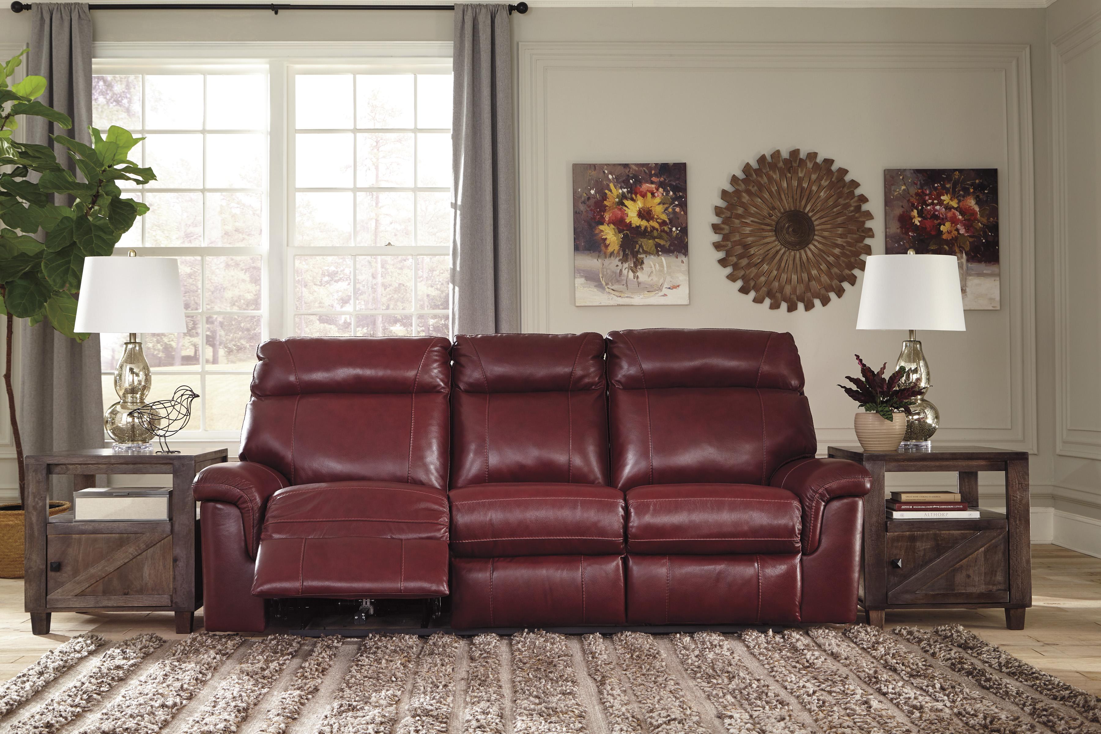 

    
Ashley Furniture Duvic Reclining Living Room Set Crimson 56202-15-18-Sofa set-2
