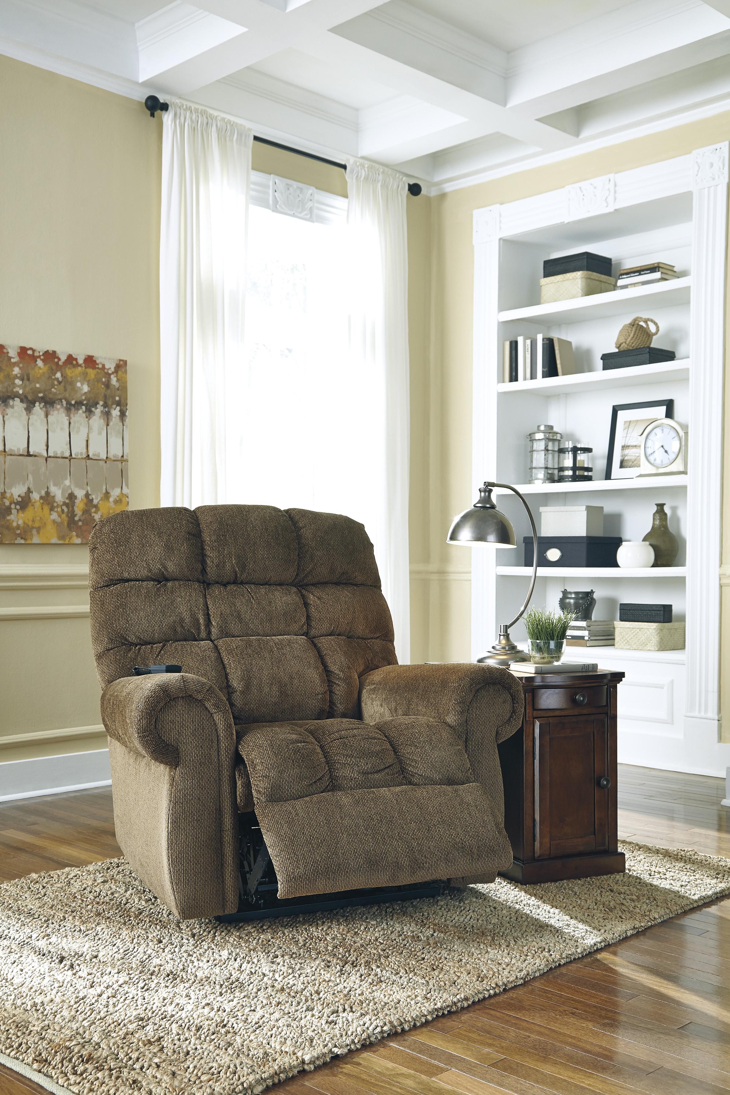 

    
Power Lift Recliner in Truffle Fabric Contemporary Ashley Ernestine
