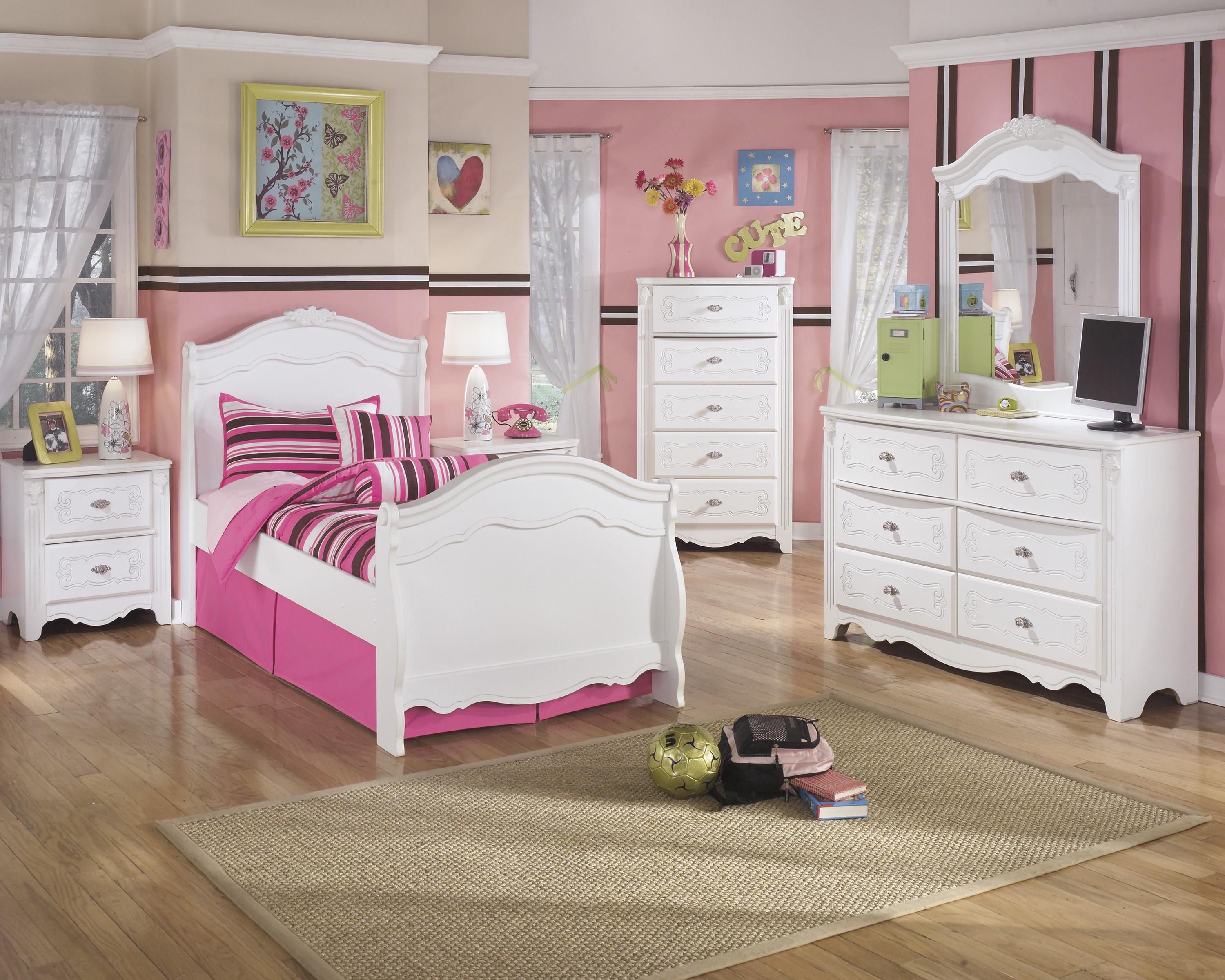 

    
Ashley Exquisite B188Y Full Size Sleigh Bedroom Set 6pcs in White
