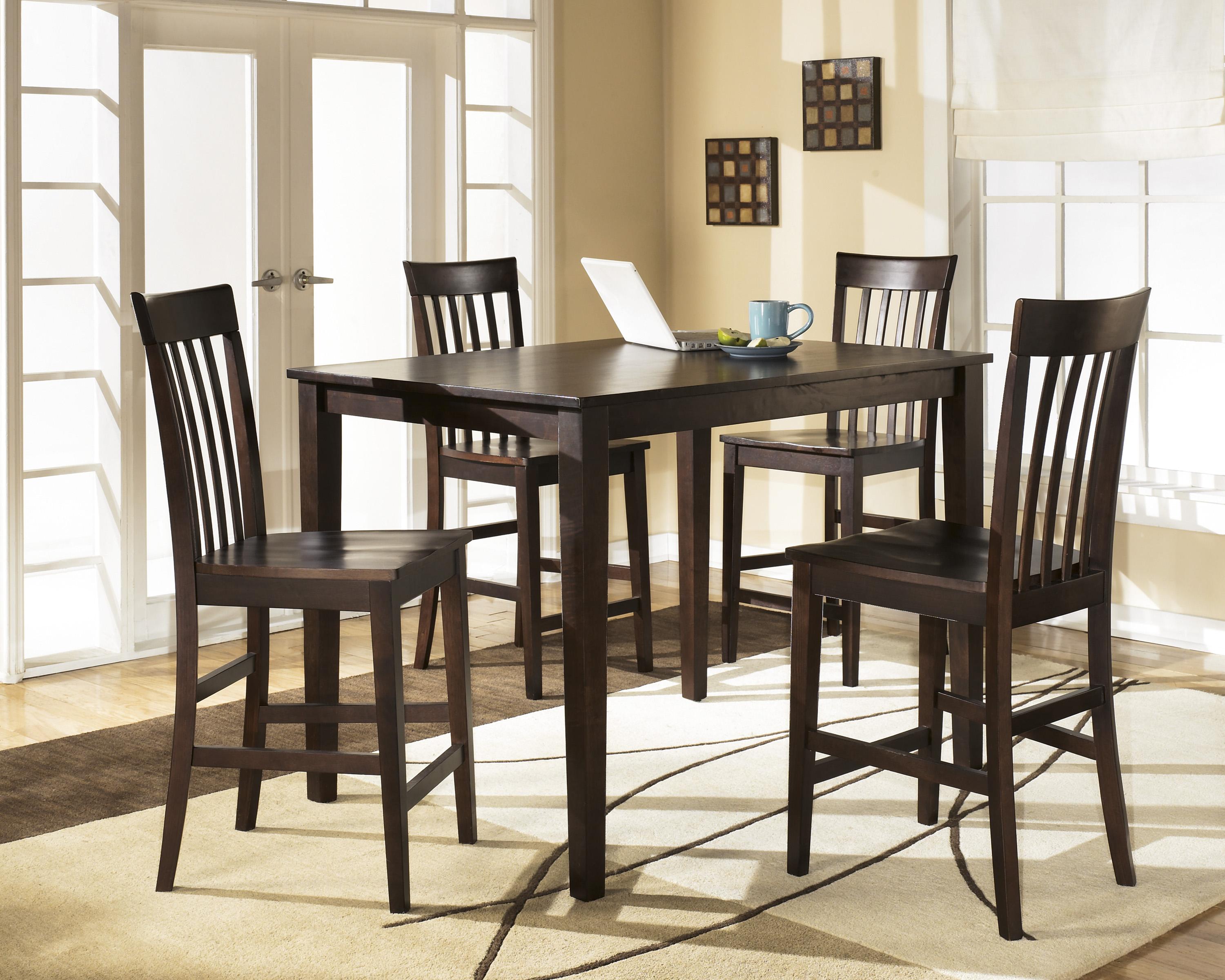 

    
Ashley Hyland D258 Dining Room Set 5pcs in Reddish Brown
