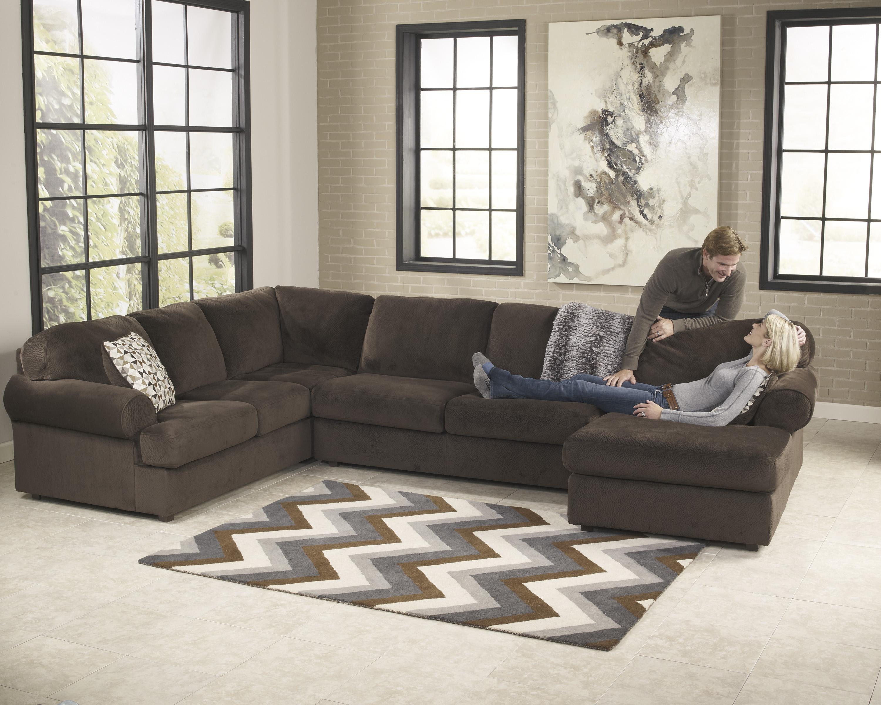 

    
Ashley Jessa Place Living Room Sectional 3pcs in Chocolate Left Facing
