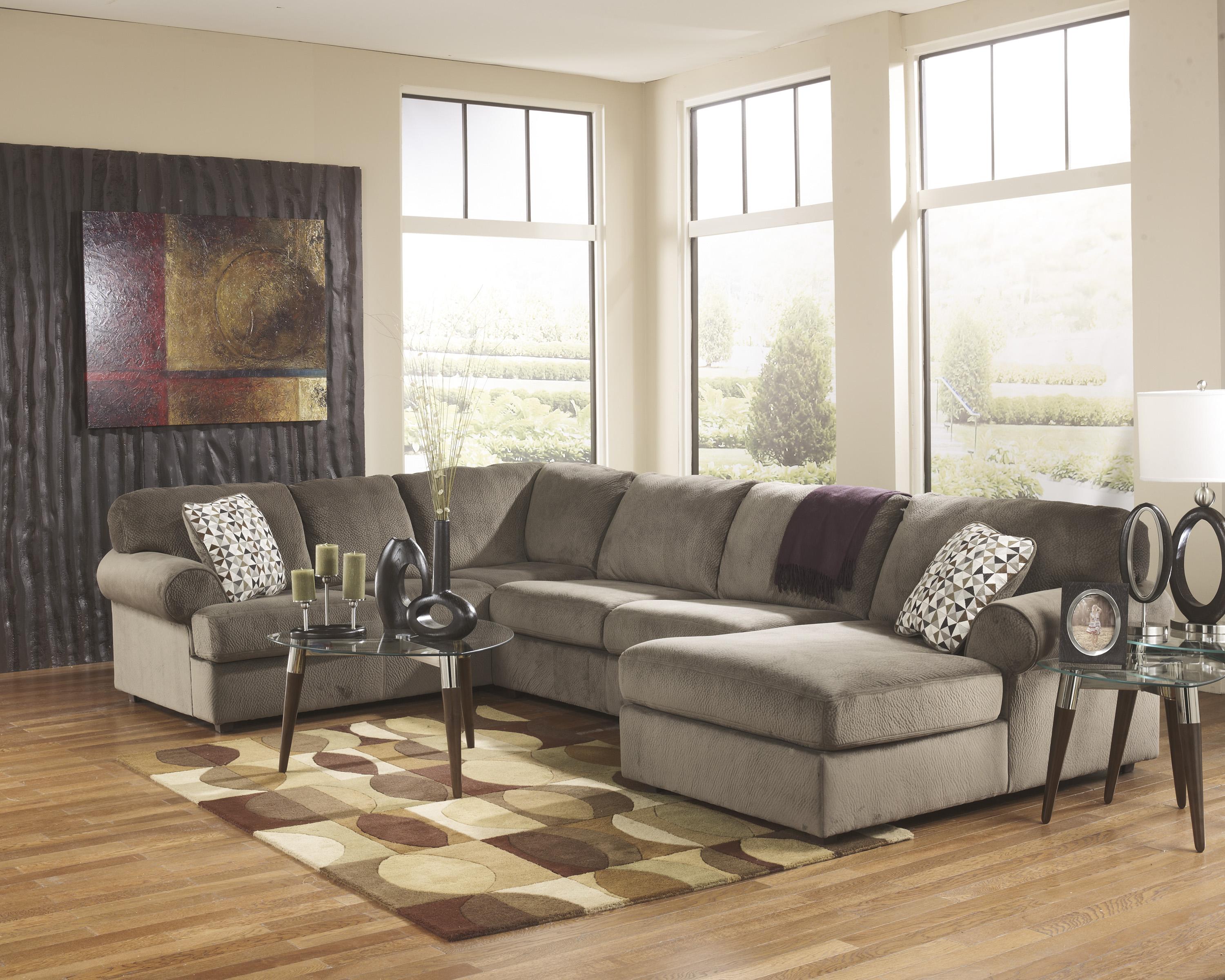 

    
Living Room Sectional 3pcs in Dune Contemporary Right Facing Ashley Jessa Place
