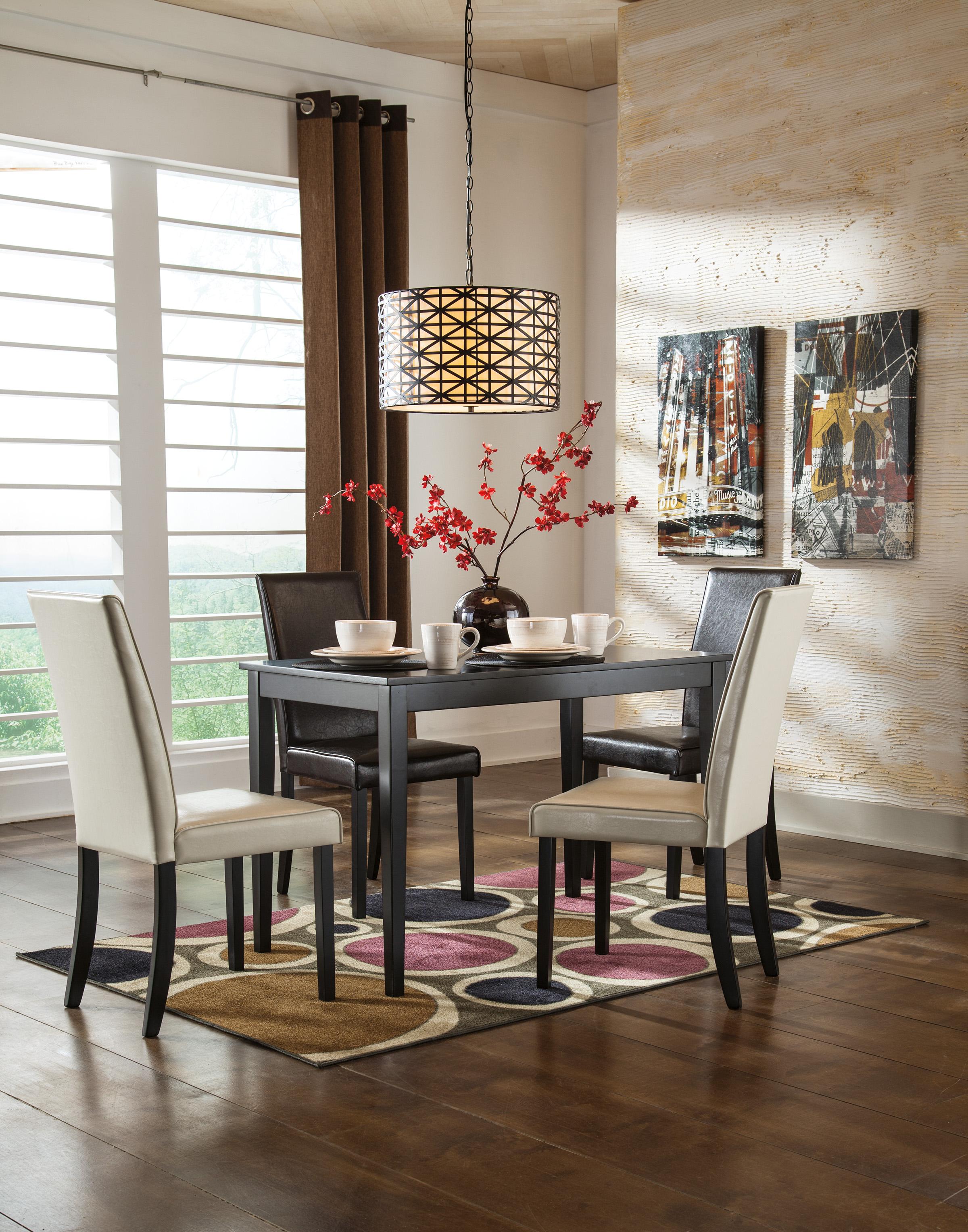 

    
Ashley Kimonte D250 Dining Room Set 5pcs in Ivory and Dark Brown Chairs
