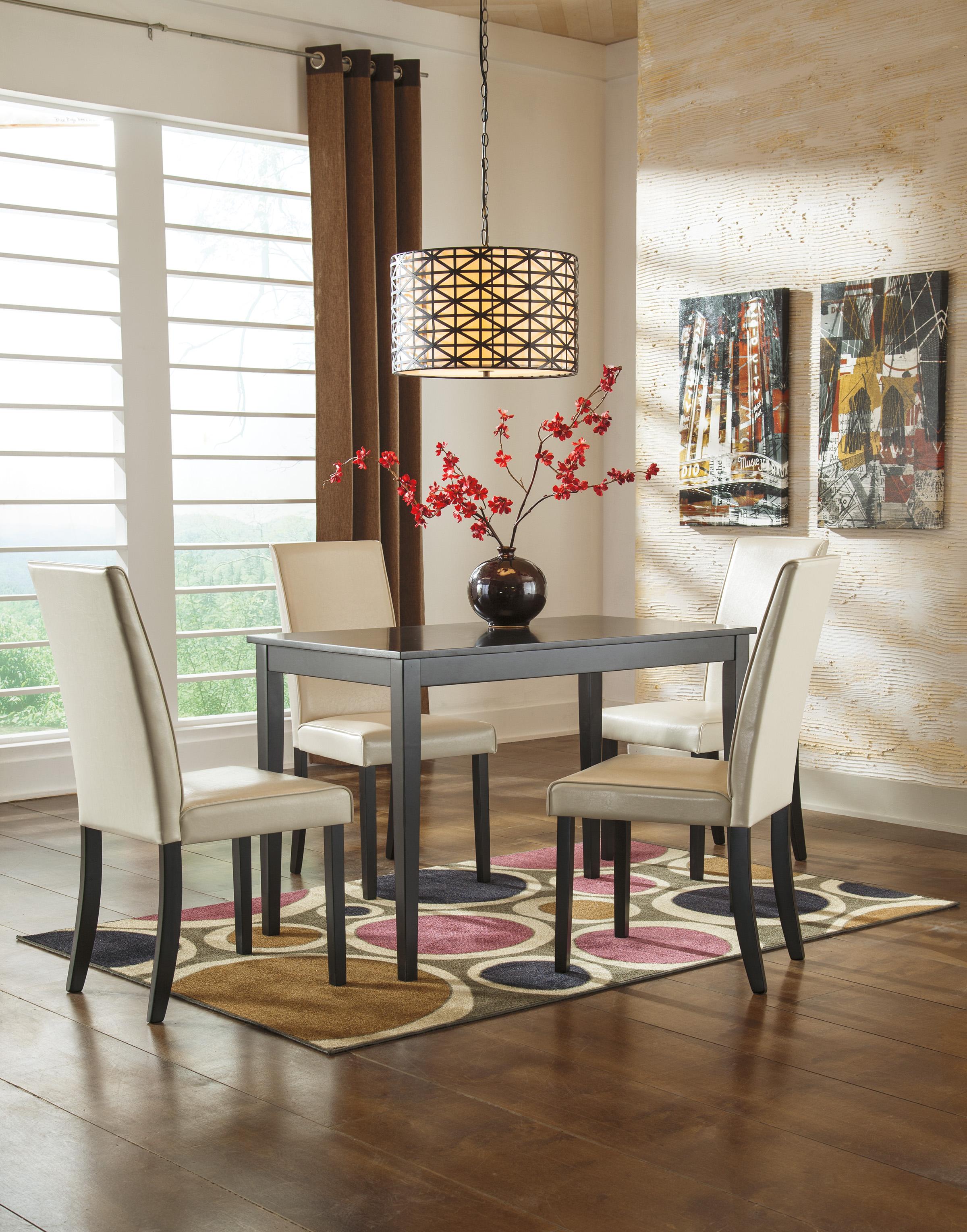 

    
Ashley Kimonte D250 Dining Room Set 5pcs in Ivory Chairs
