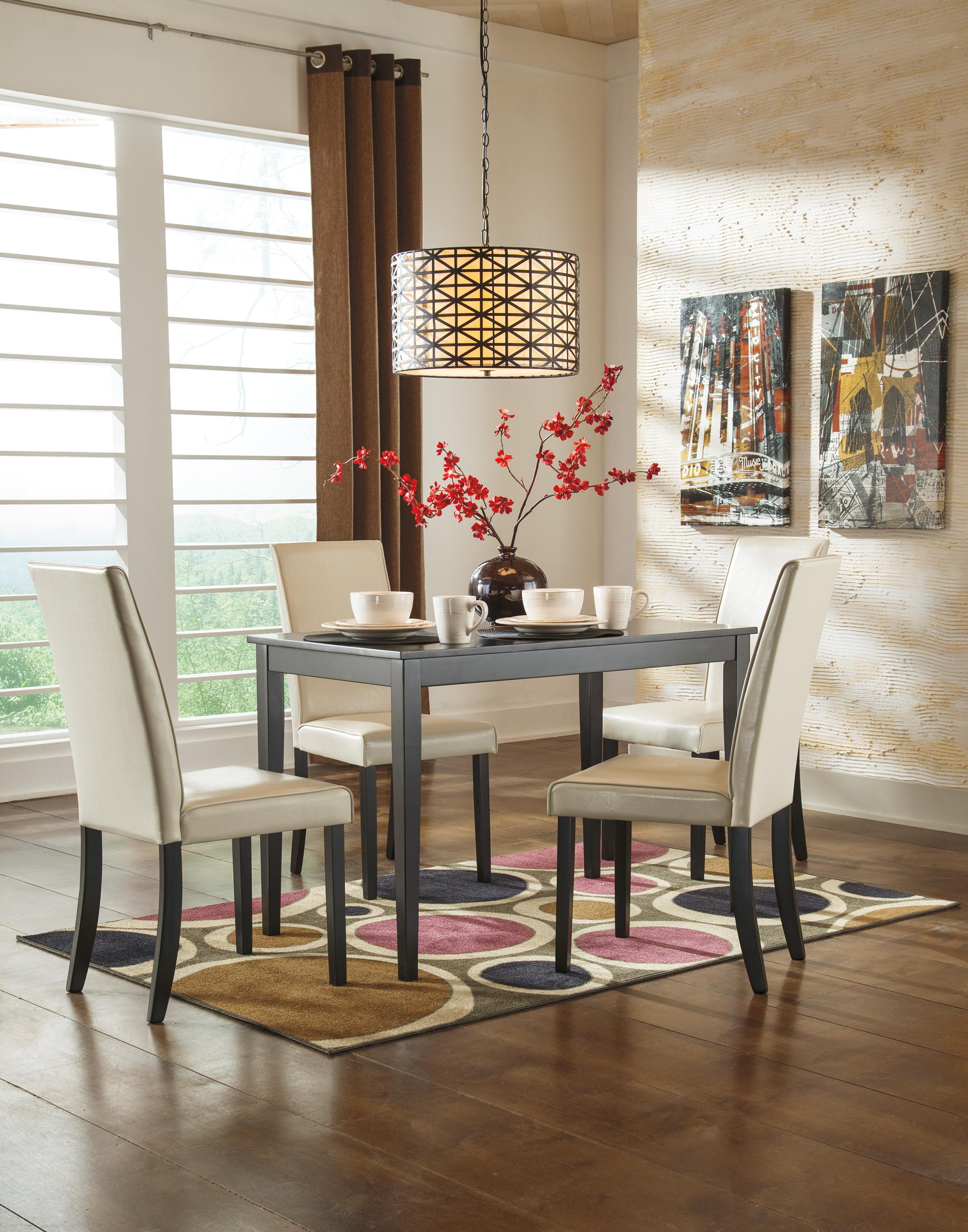 

    
Ashley Kimonte D250 Dining Room Set 5pcs in Ivory Chairs
