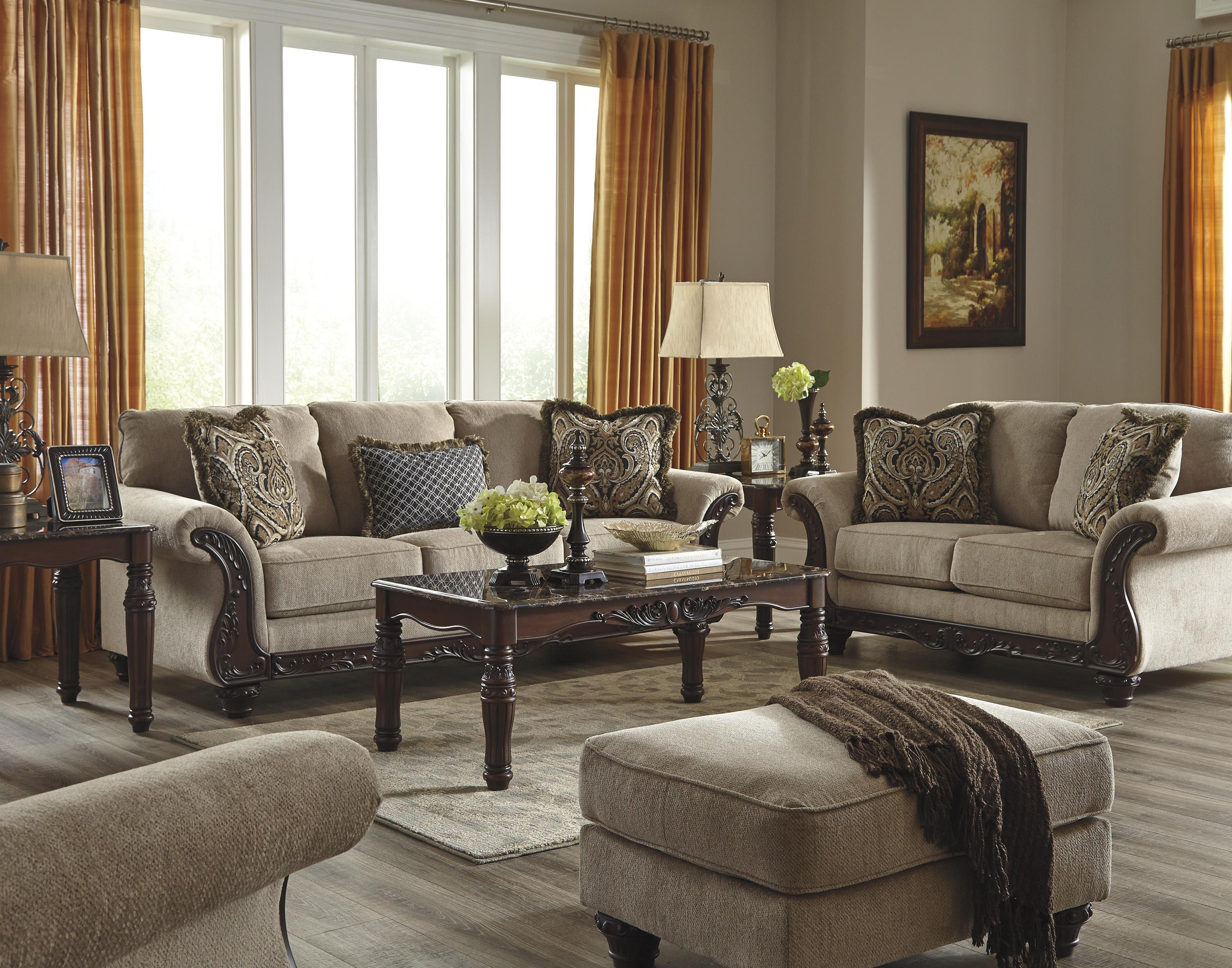 

    
Ashley Laytonsville 4 Piece Living Room Set in Pebble
