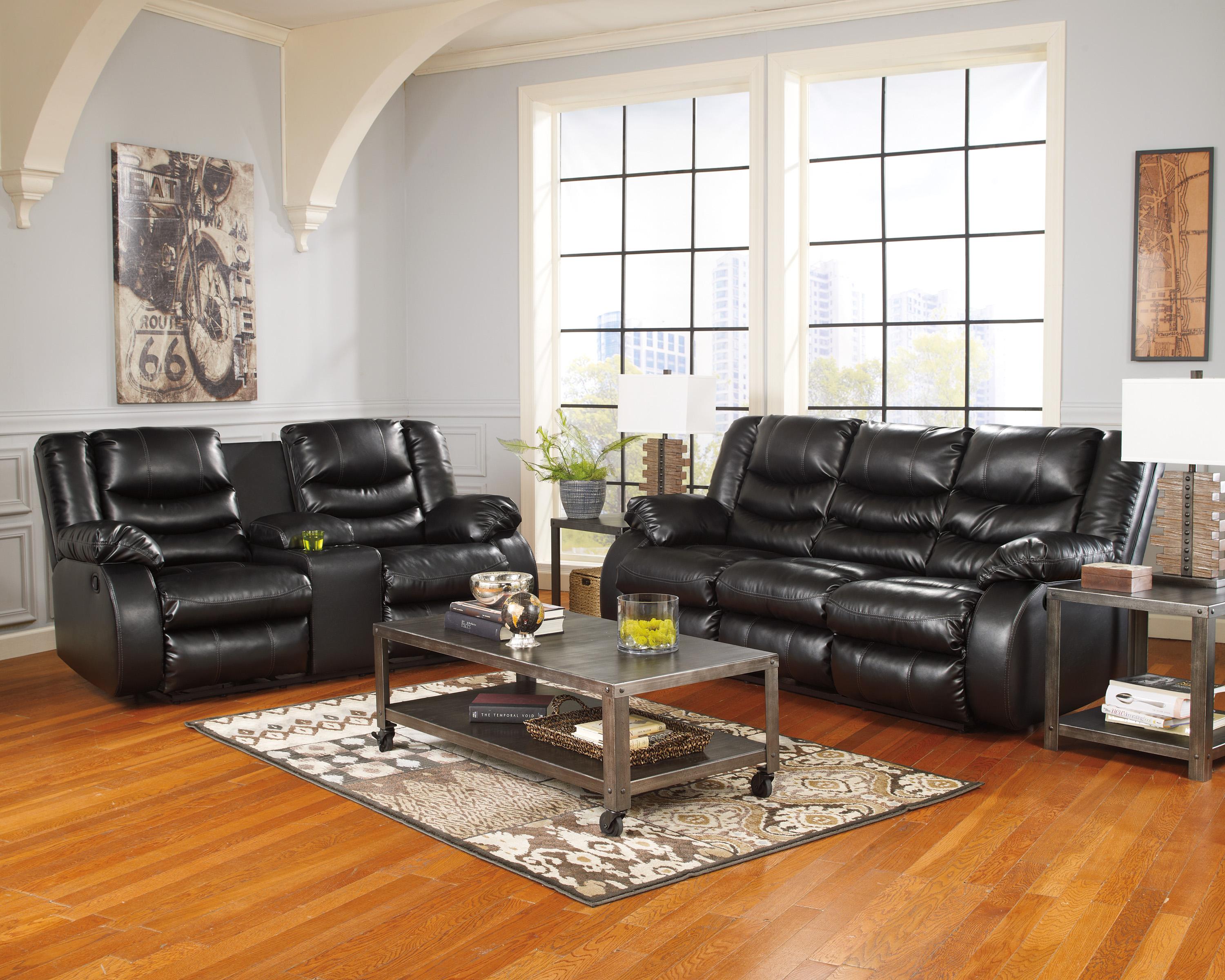 

    
Ashley Linebacker DuraBlend 2 Piece Living Room Set in Black 2387

