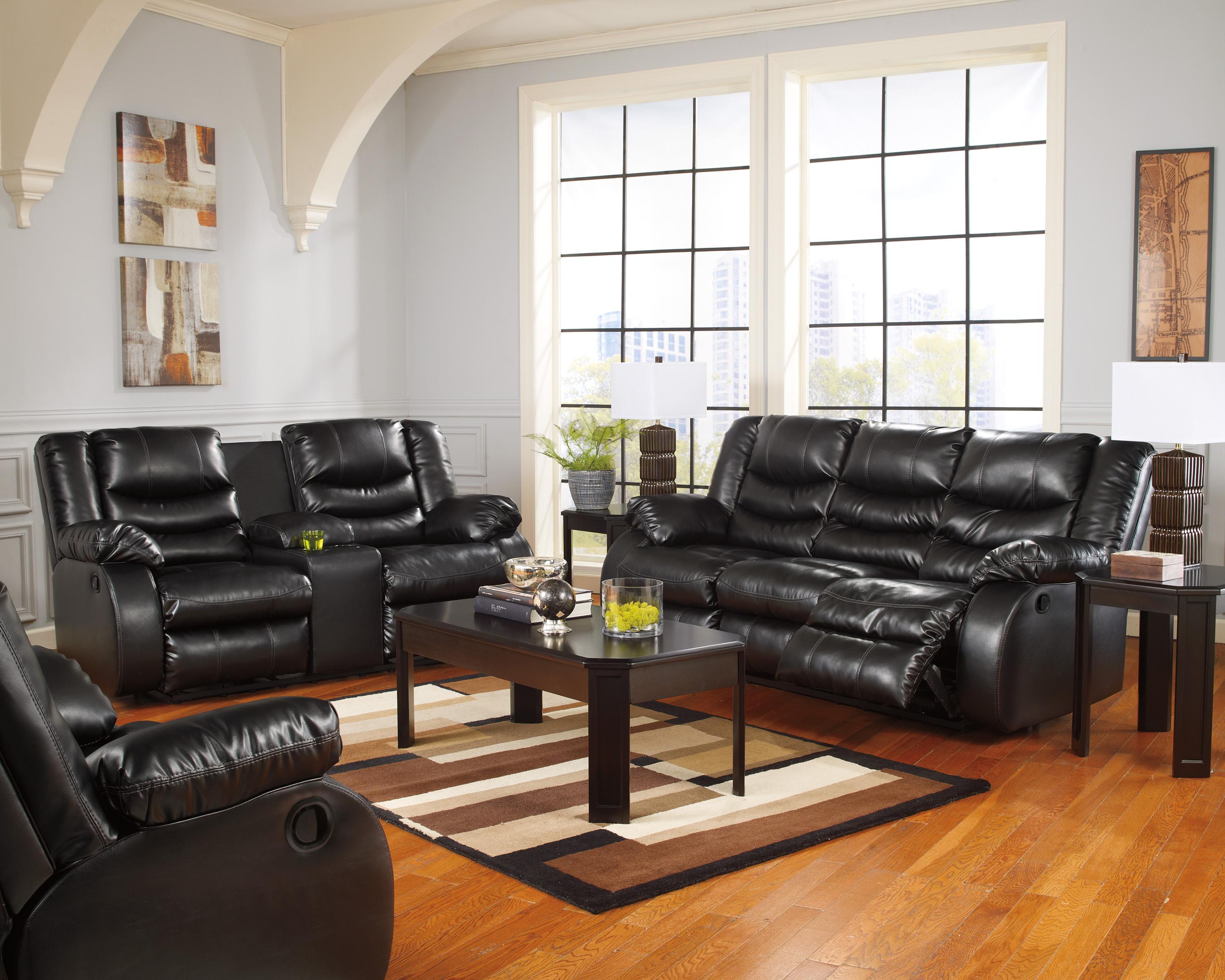 

    
Ashley Linebacker DuraBlend 3 Piece Living Room Set in Black 2168
