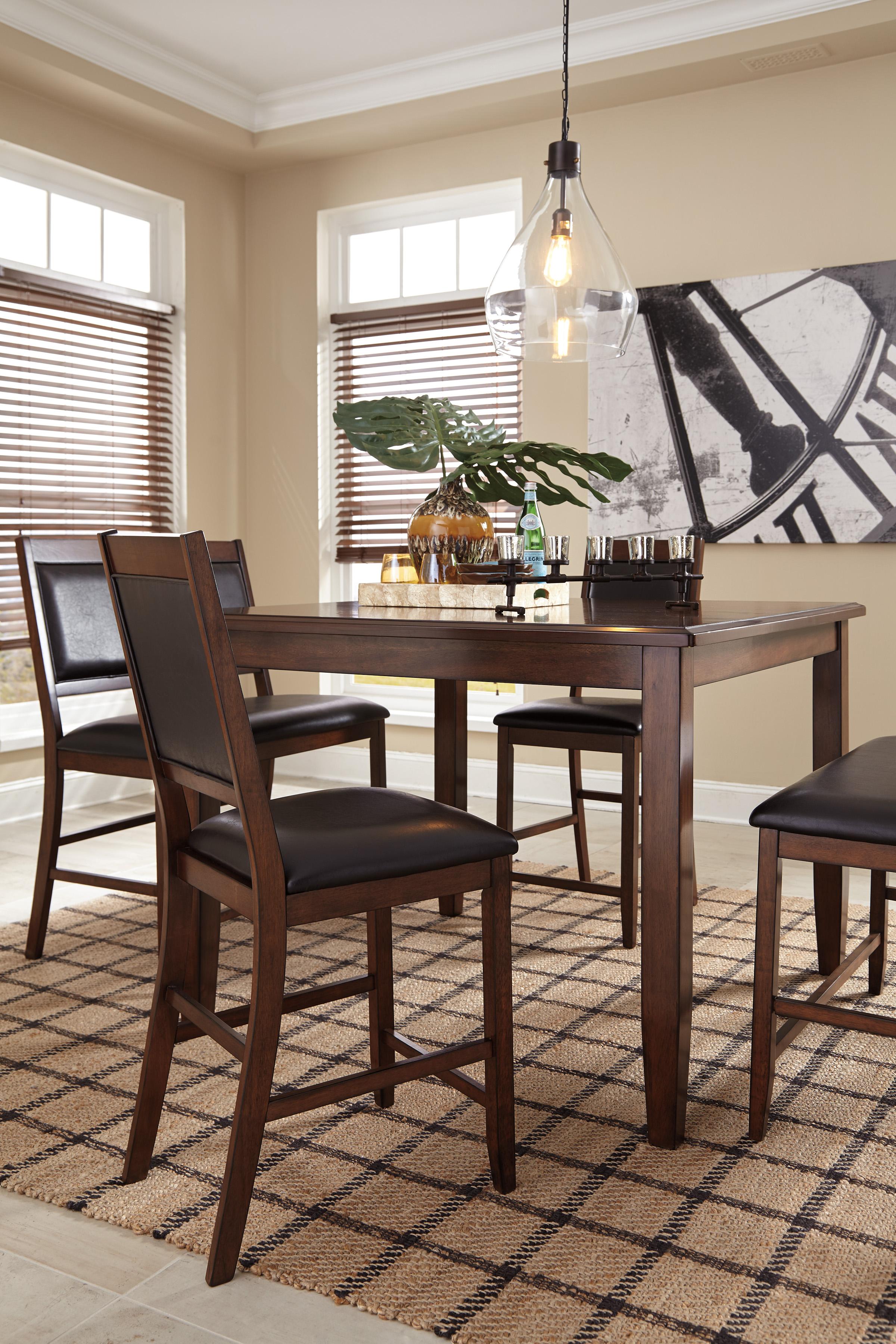 

    
Ashley Meredy D395 Dining Room Set 5pcs in Brown
