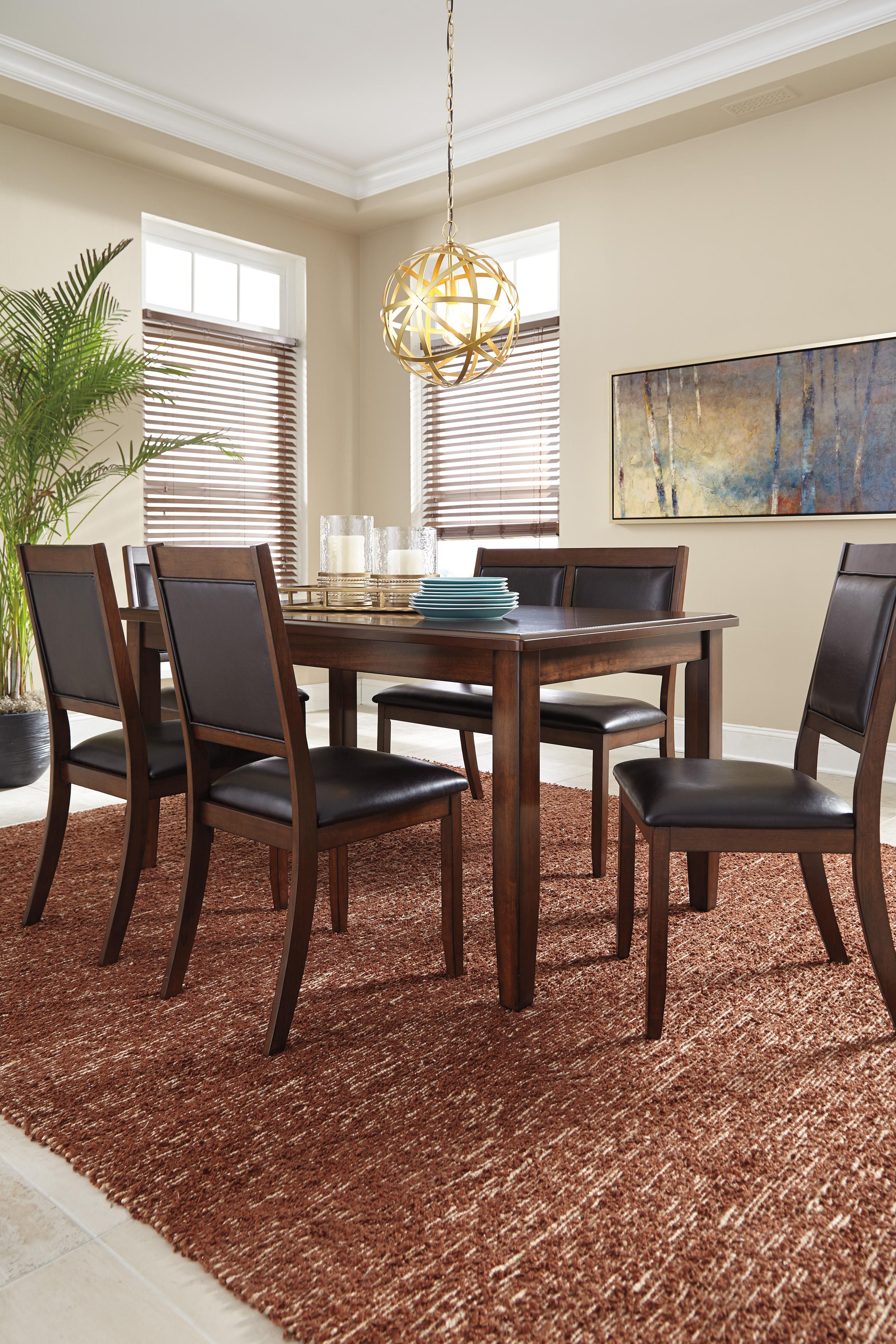 

    
Ashley Meredy D395 Dining Room Set 6pcs in Brown
