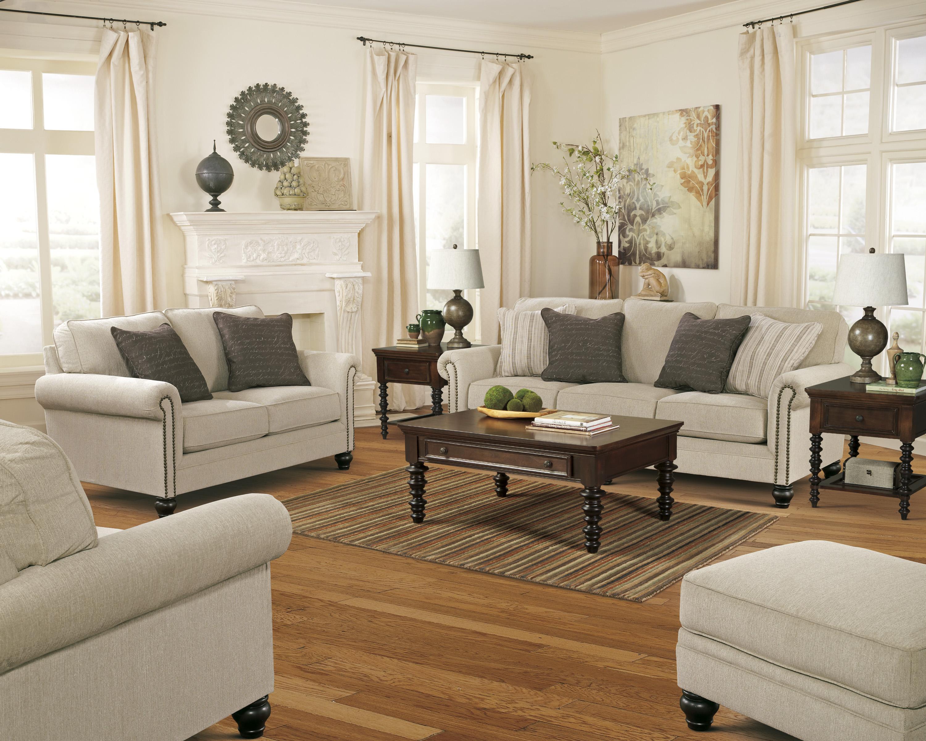 

    
Ashley Milari Casual Linen upholstery Living Room Set w/Ottoman 4Pcs
