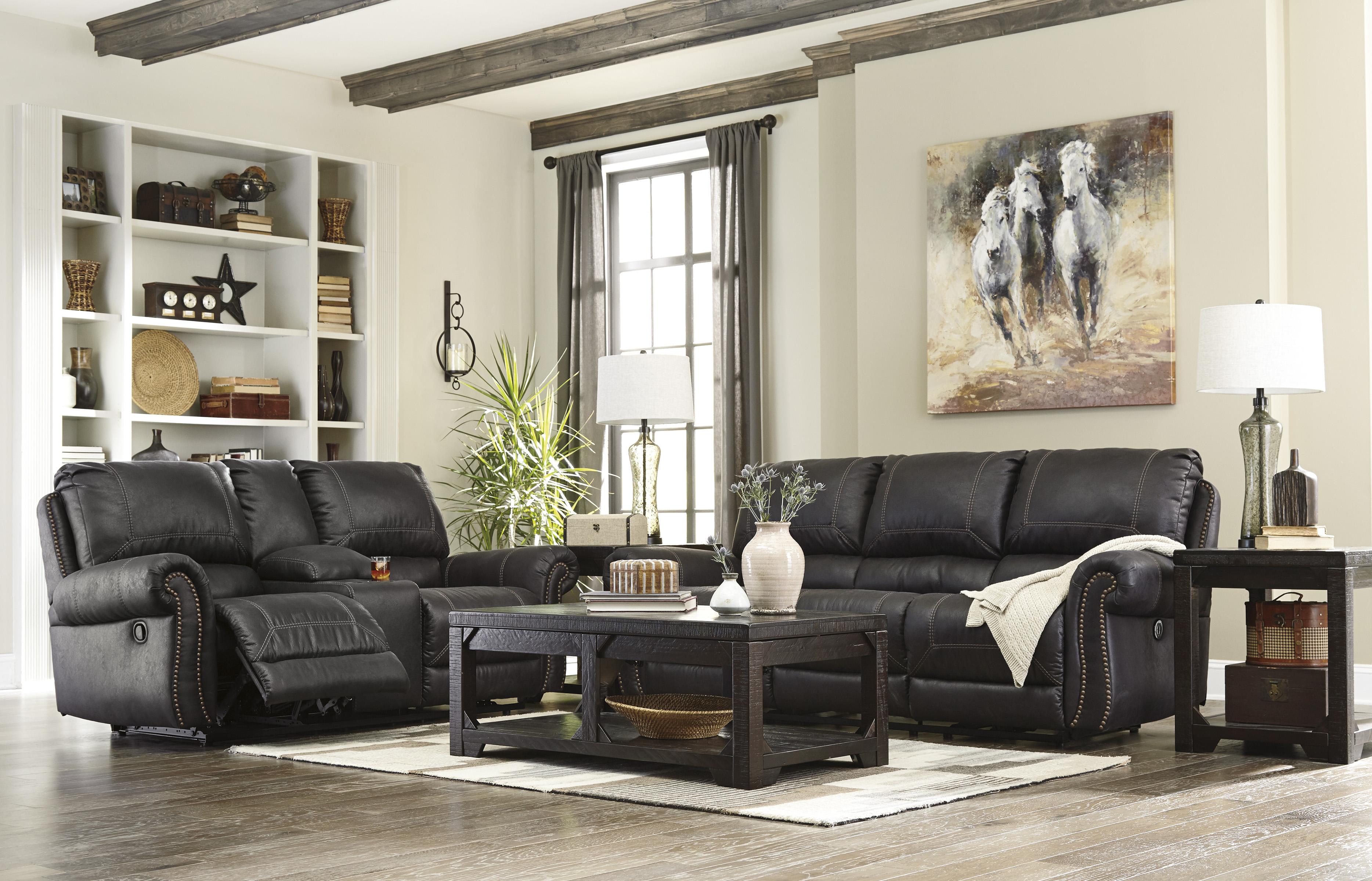 

    
Ashley Milhaven 2 Piece Living Room Set in Black Non Power
