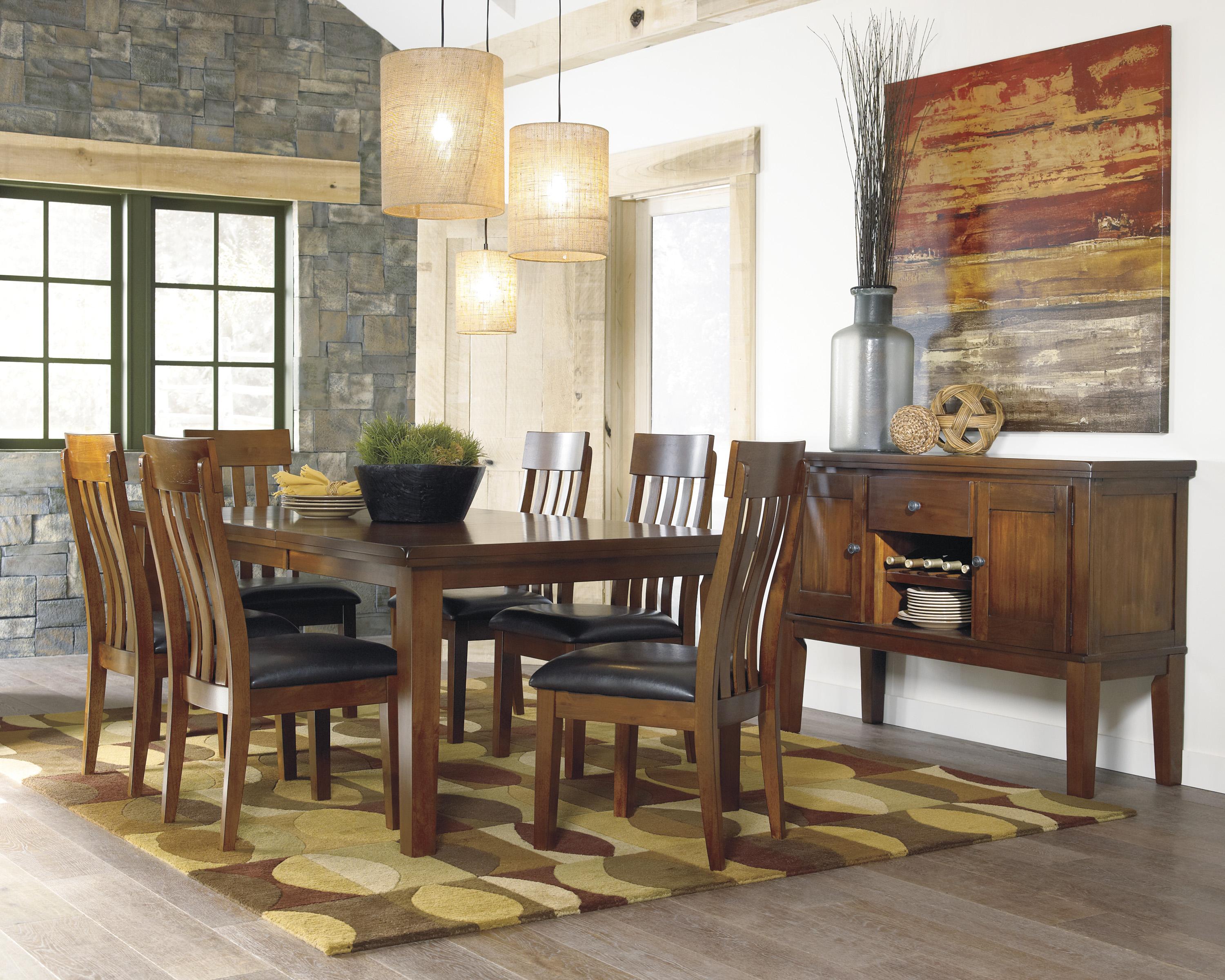 

    
Ashley Ralene D594 Dining Room Set 8pcs in Medium Brown Planked Table
