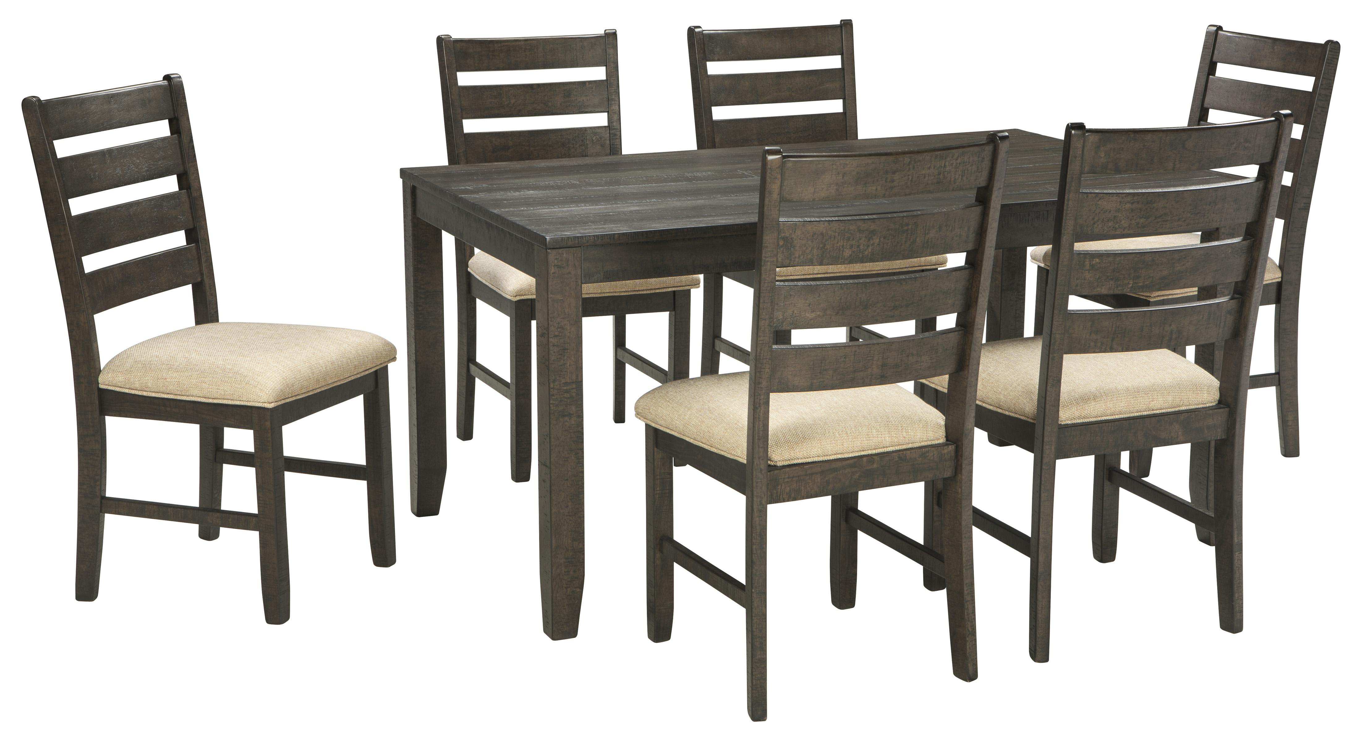 

    
Ashley Rokane D397 Dining Room Set 7pcs in Brown Neutral Seat Casual Style
