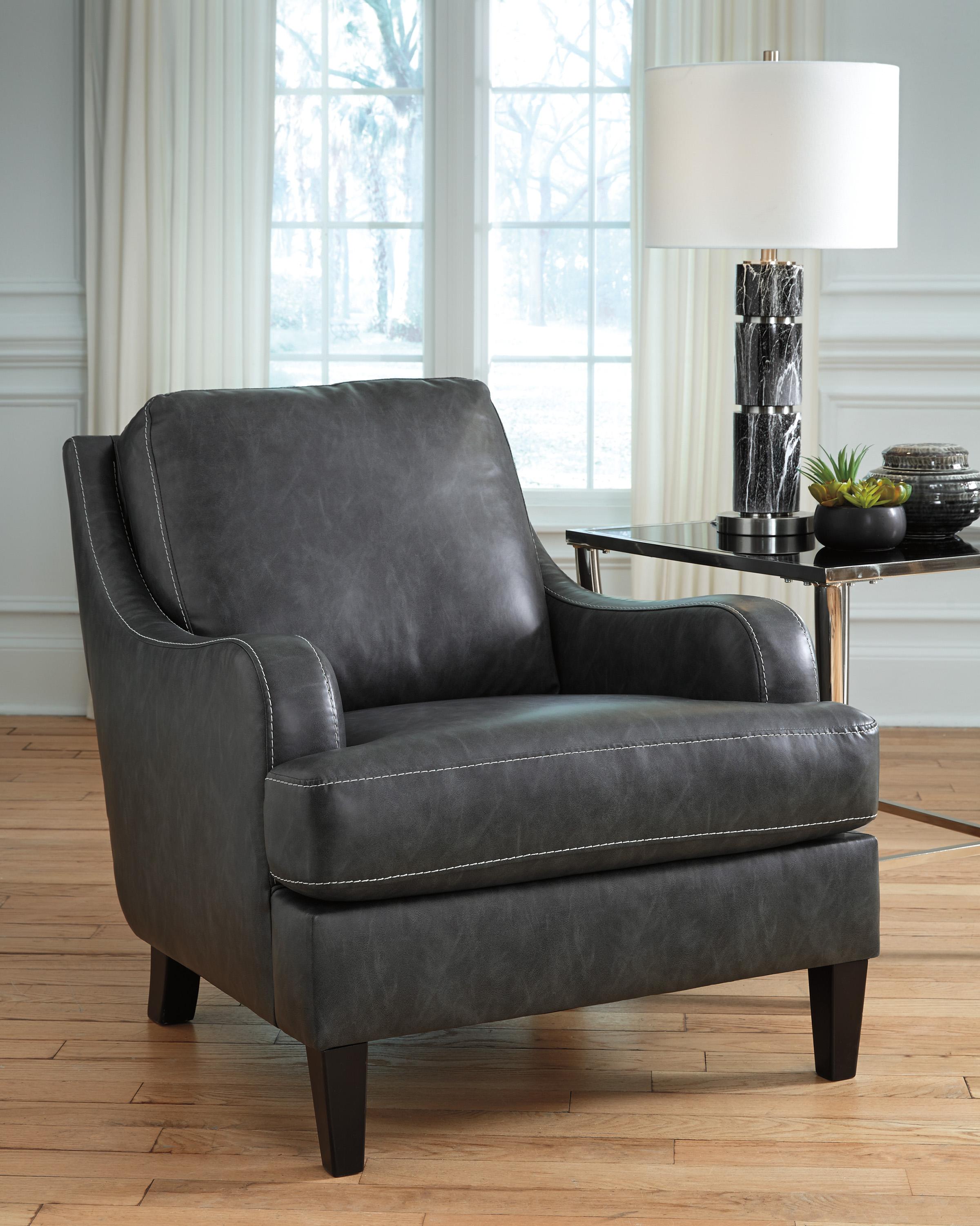 

    
Accent Chair in Dark Gray Faux Leather Casual Ashley Tirolo
