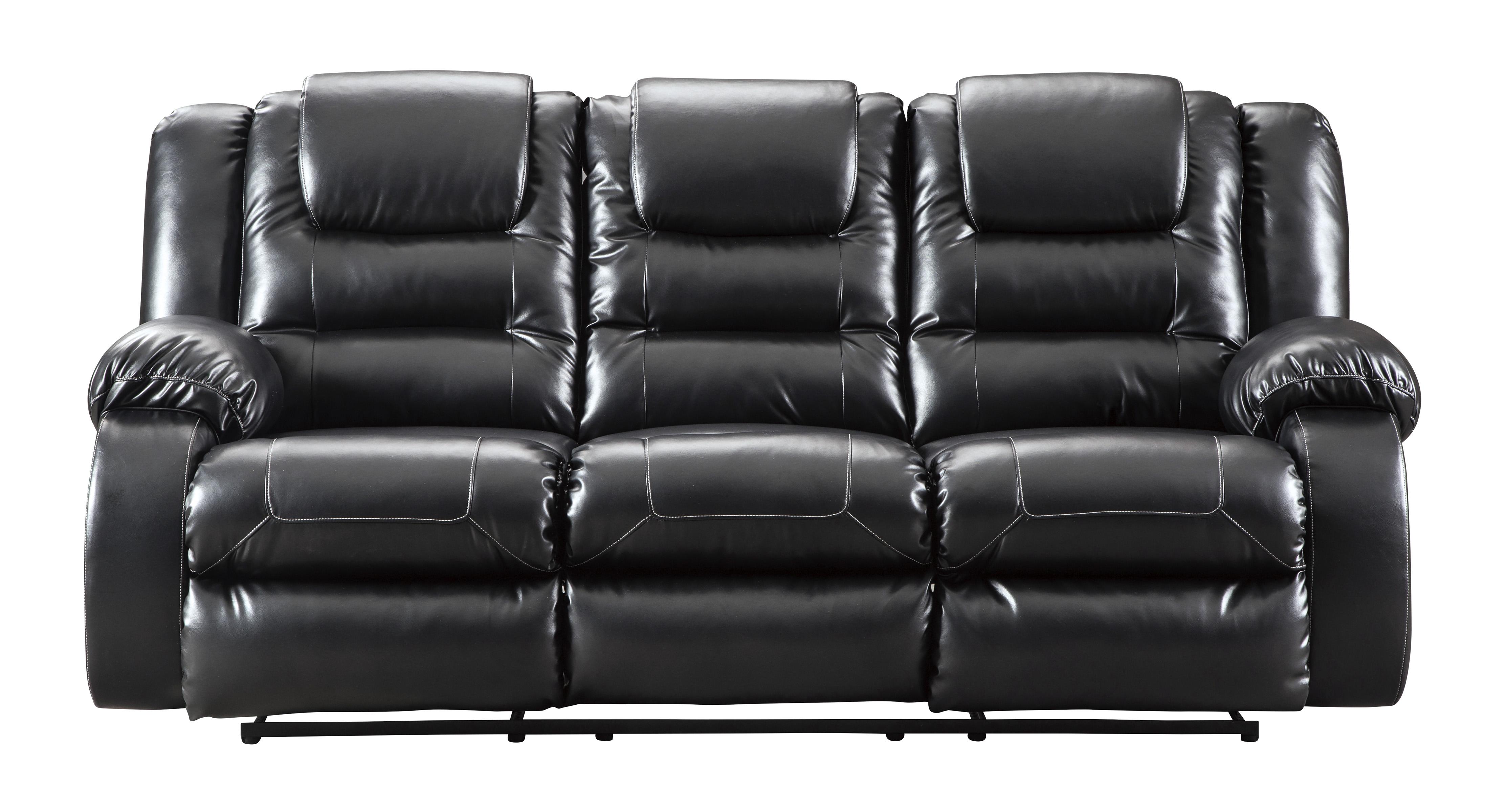 

    
Reclining Sofa Set 3Pcs w/Rocker Recliner Black Faux Leather Contemporary Ashley Vacherie
