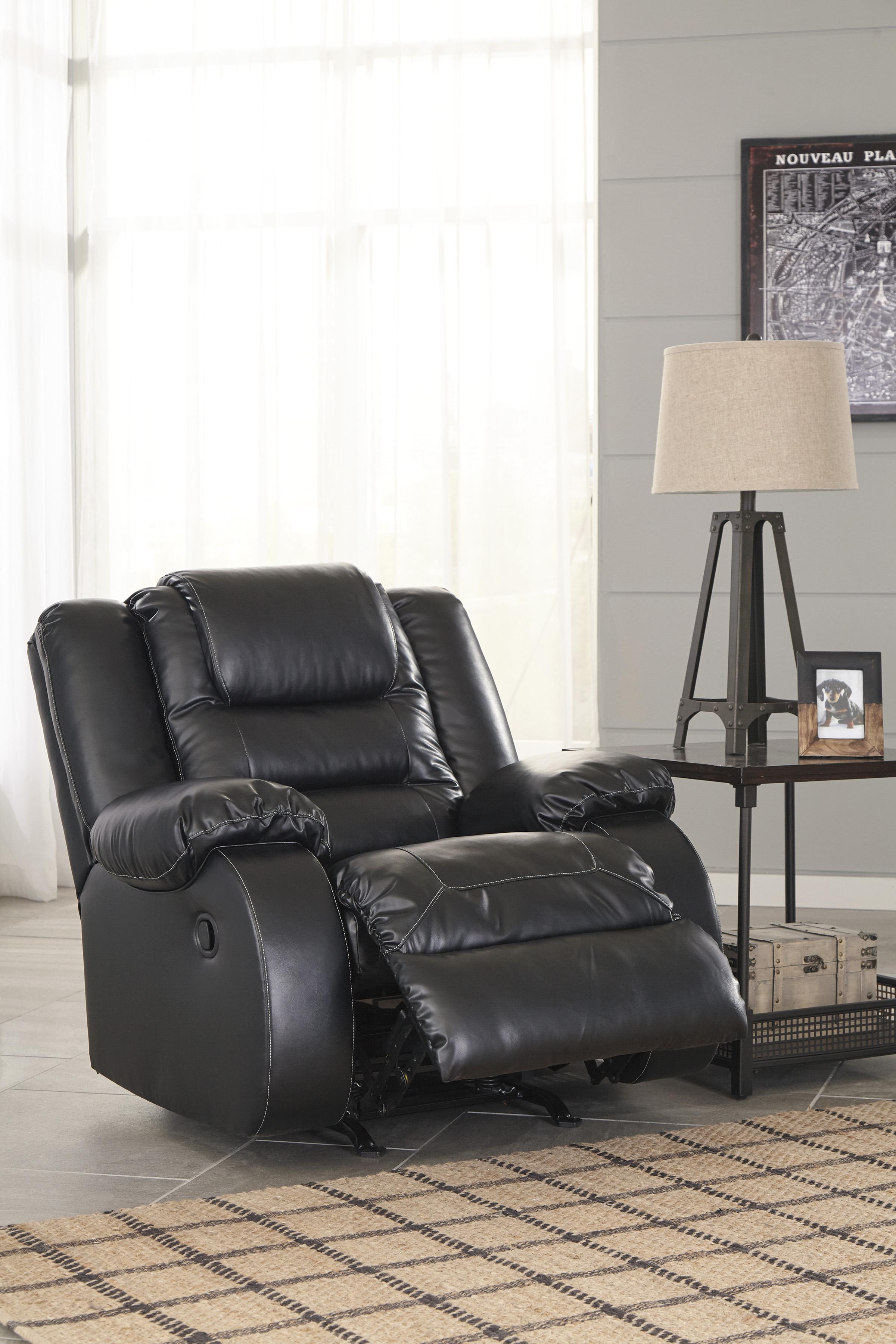 

    
79308-88-94-25-Set-3 Reclining Sofa Set 3Pcs w/Rocker Recliner Black Faux Leather Contemporary Ashley Vacherie
