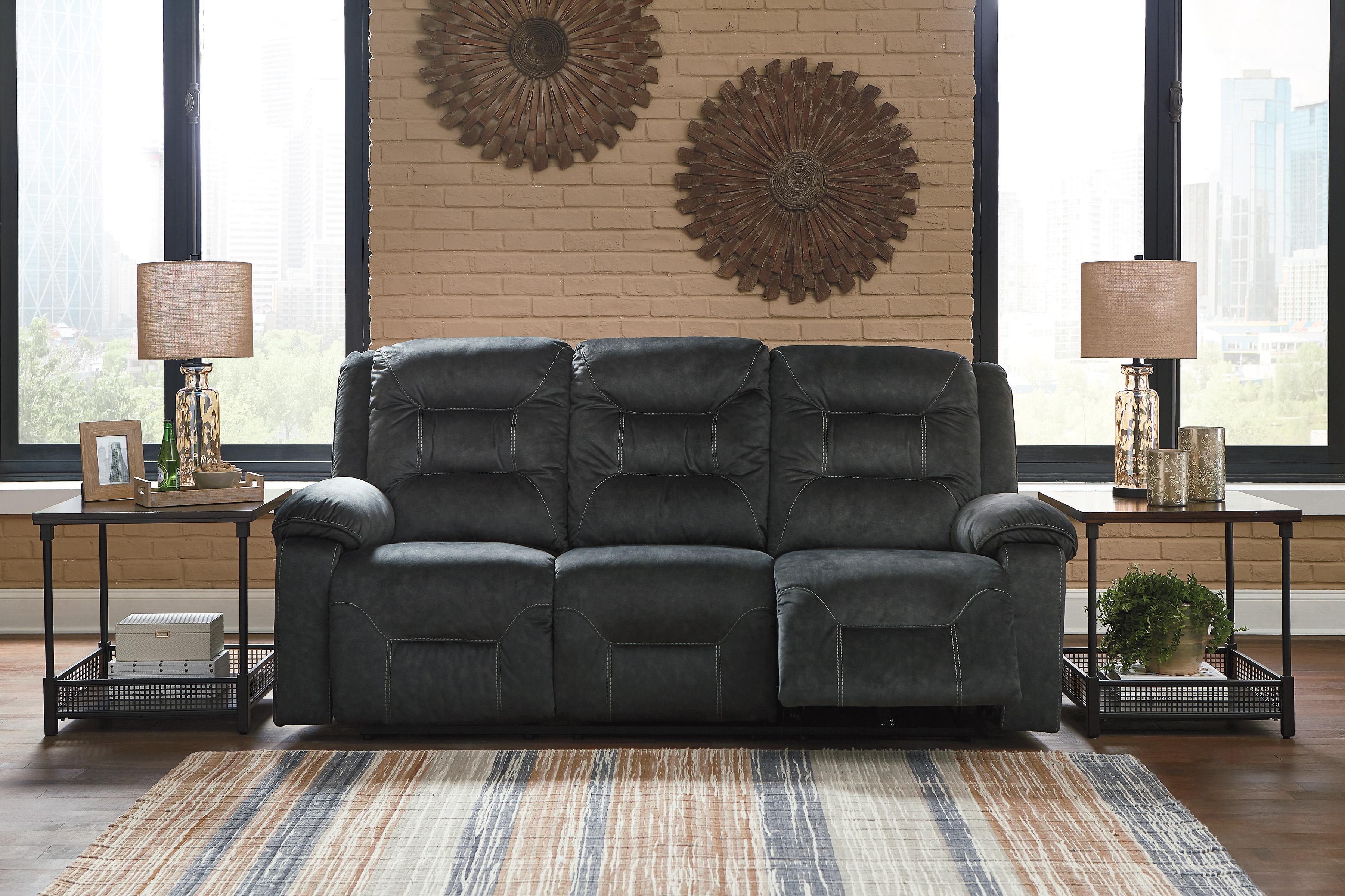 

    
Ashley Furniture Waldheim Reclining Living Room Set Gray 81502-15-Sofa
