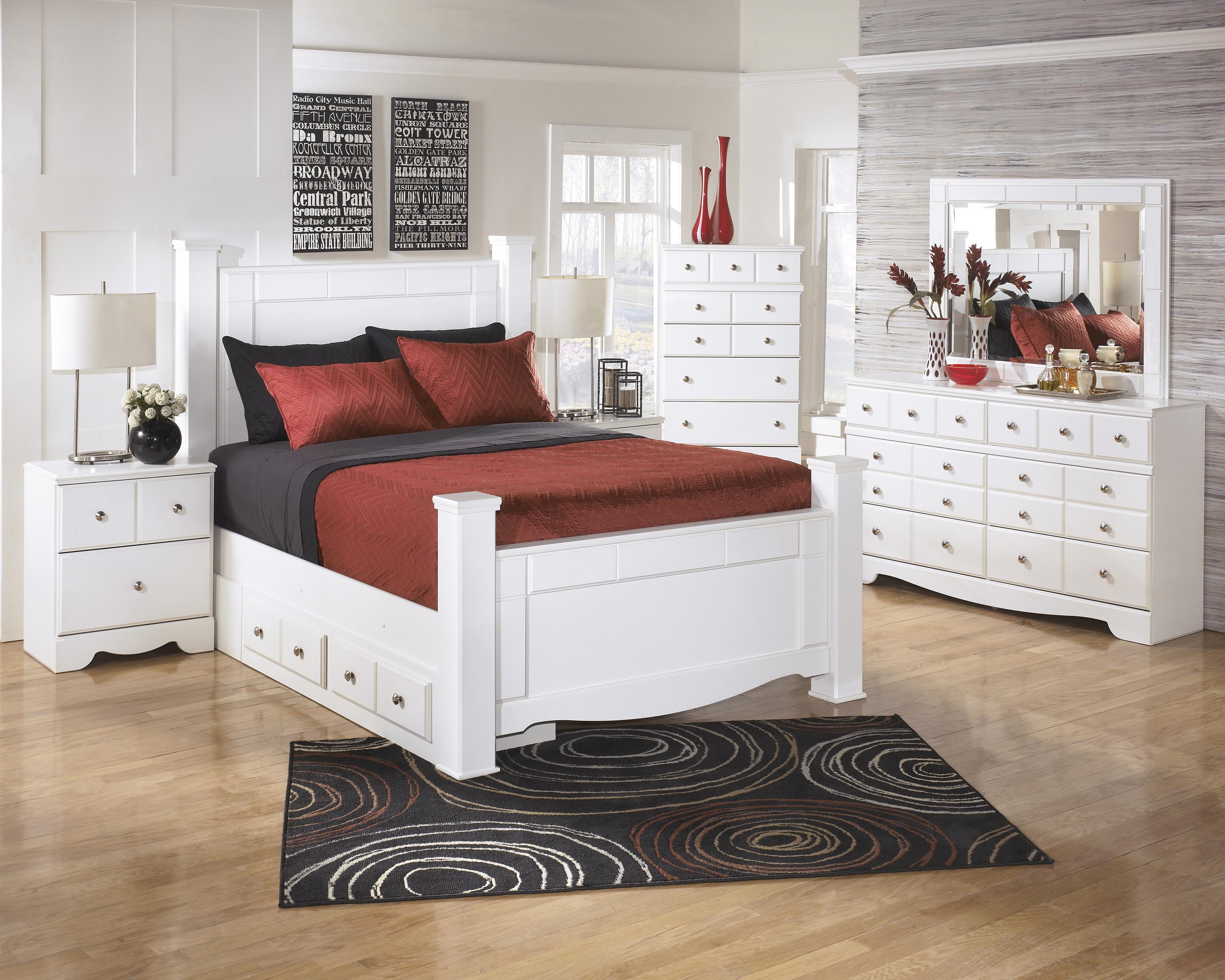 

    
Ashley Weeki B270 Queen Size Poster Bedroom Set 6pcs in White
