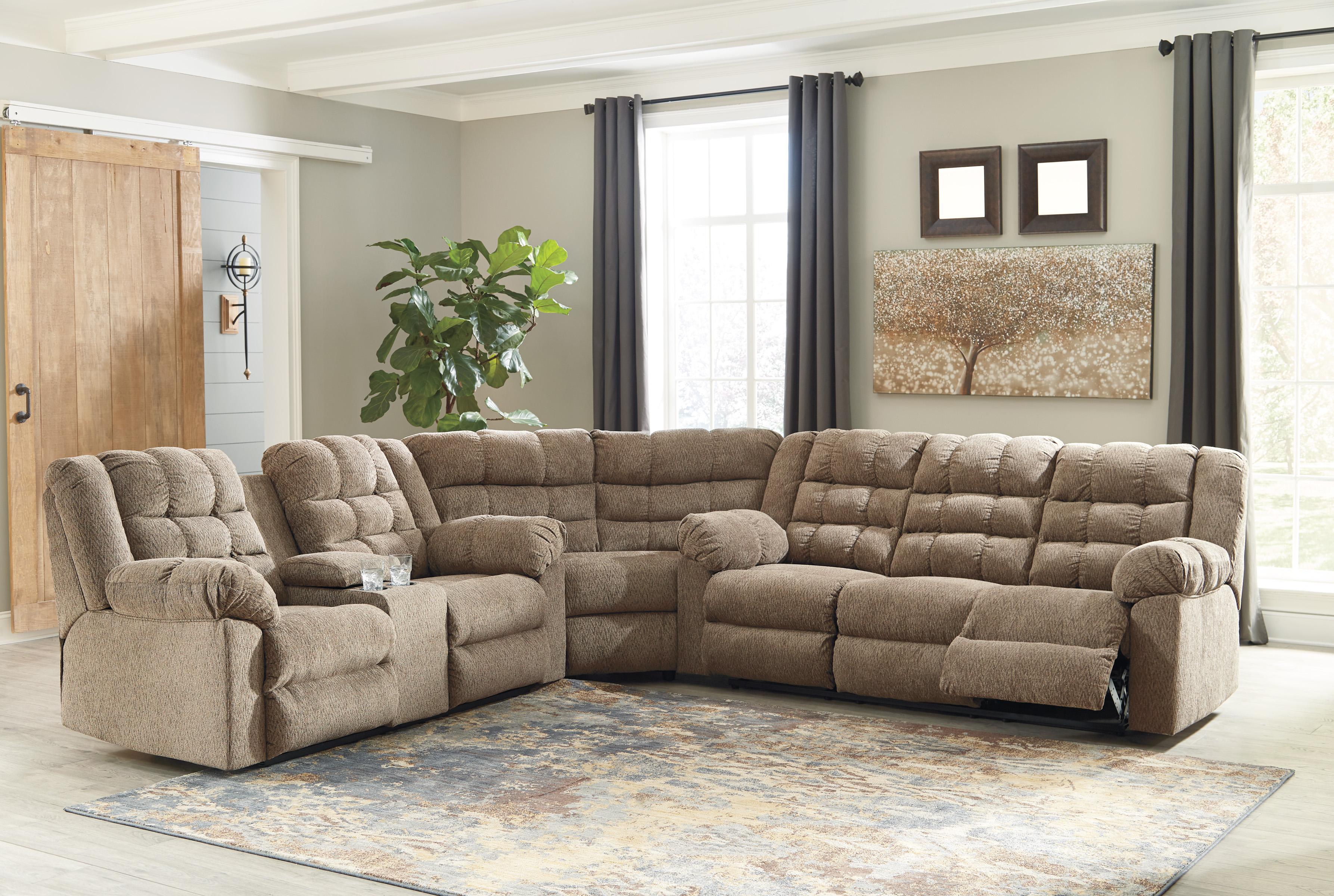 

    
Ashley Furniture Workhorse Reclining Sectional Cocoa 58401-88-77-94-Sectional Set-3
