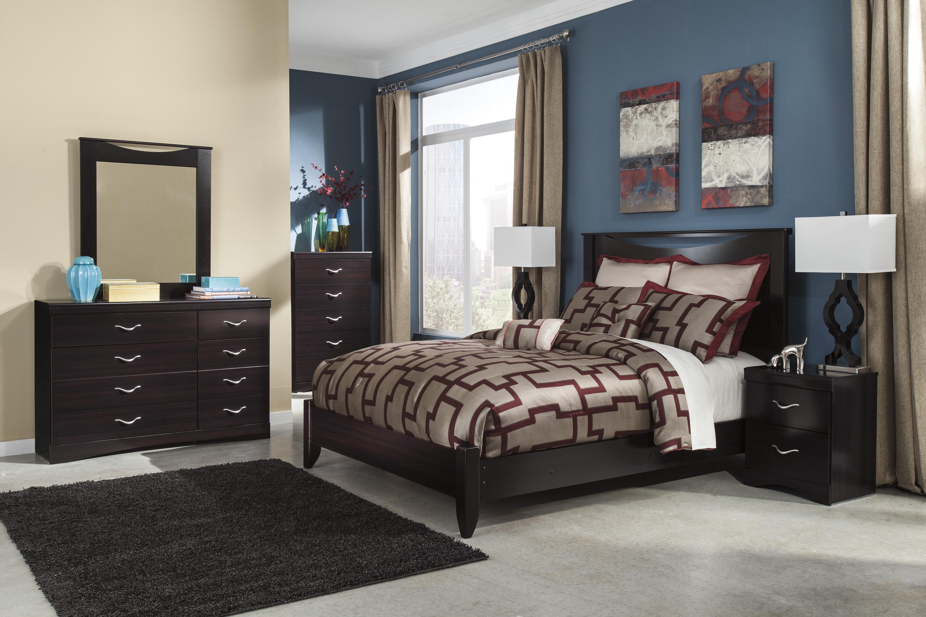 

    
Ashley Zanbury B217 Queen Size Panel Bedroom Set 6pcs in Merlot
