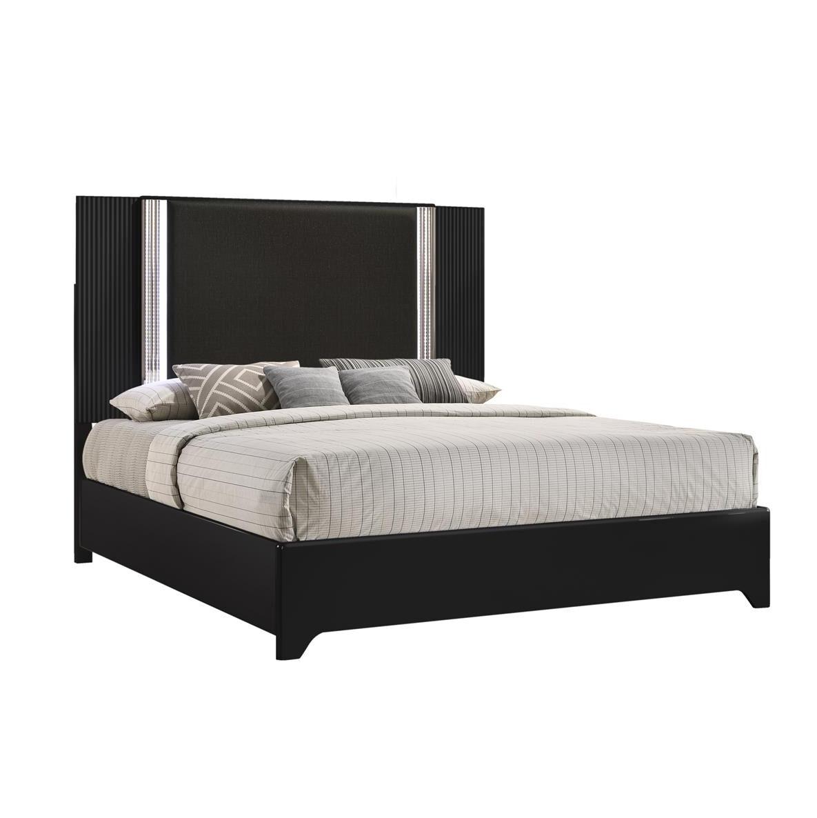 

    
ASPEN  Modern Deco Black Finish w/ LED King Size Bed Global USA
