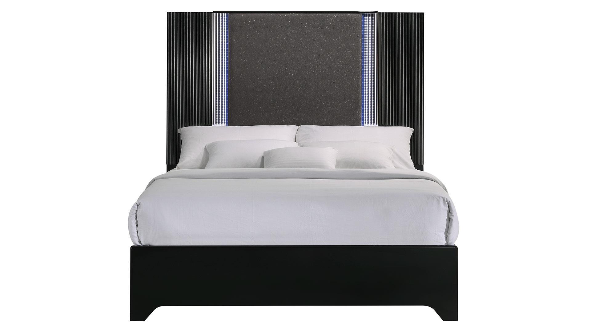 

    
ASPEN  Modern Deco Black Finish w/ LED Queen Size Bed Global USA
