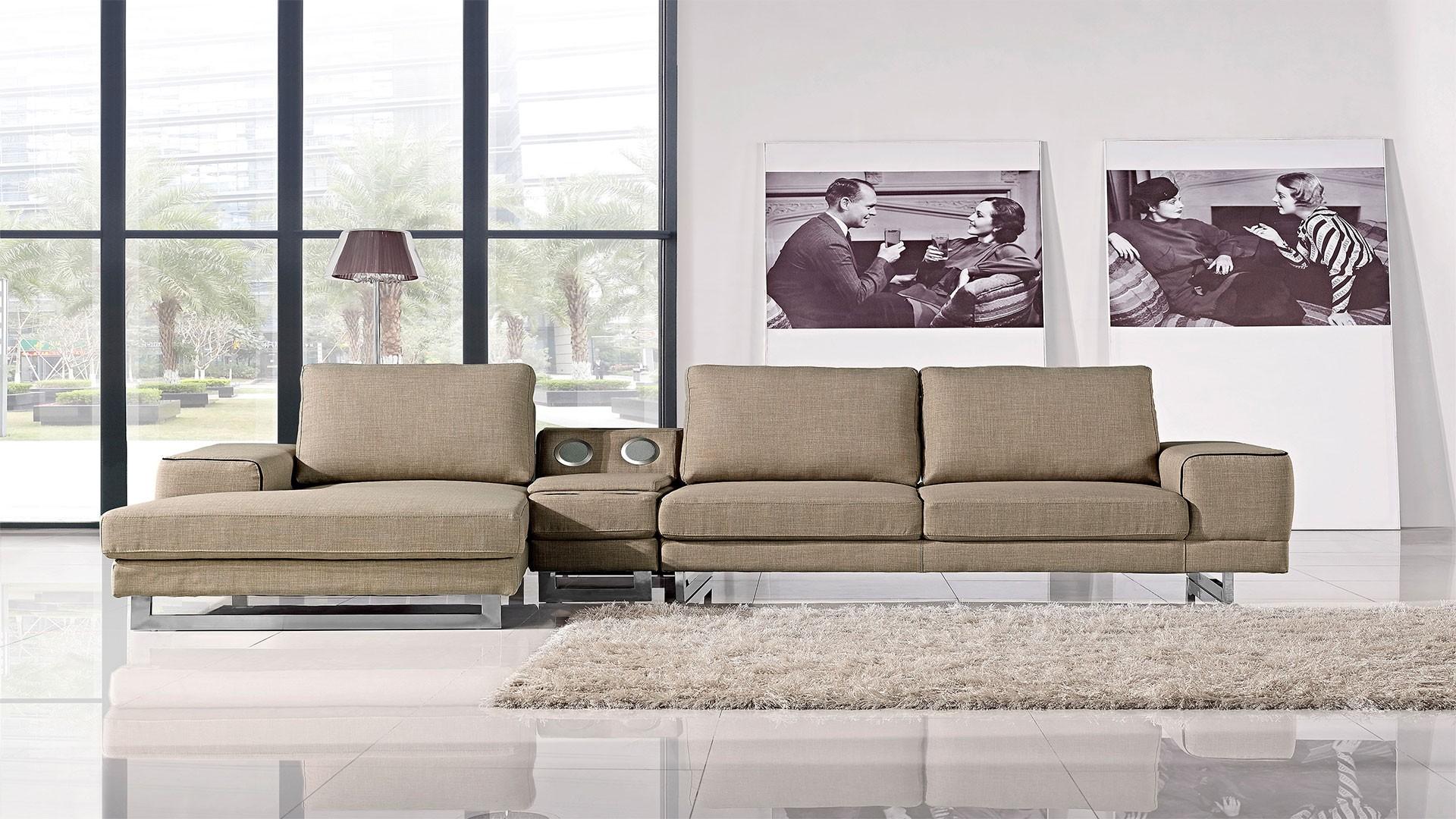 

        
00817696020058At Home USA Adele Ultra Modern Beige Fabric Sectional Sofa Contemporary LEFT
