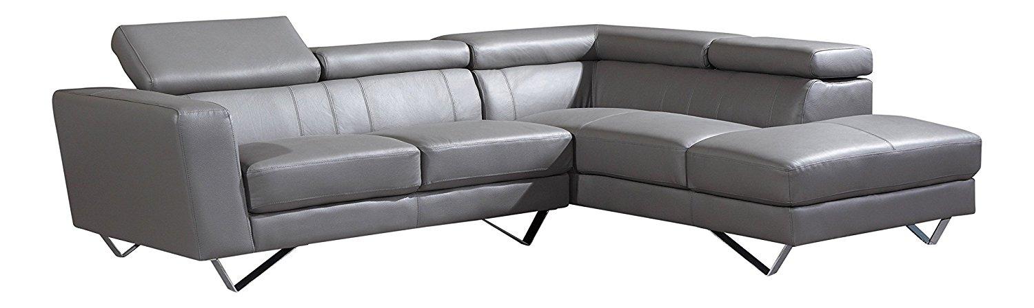 

    
At Home USA Amalia Grey Genuine Italian Leather Sectional RIGHT Contemporary

