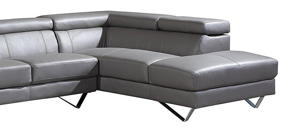 

    
At Home USA Amalia Grey Genuine Italian Leather Sectional RIGHT Contemporary
