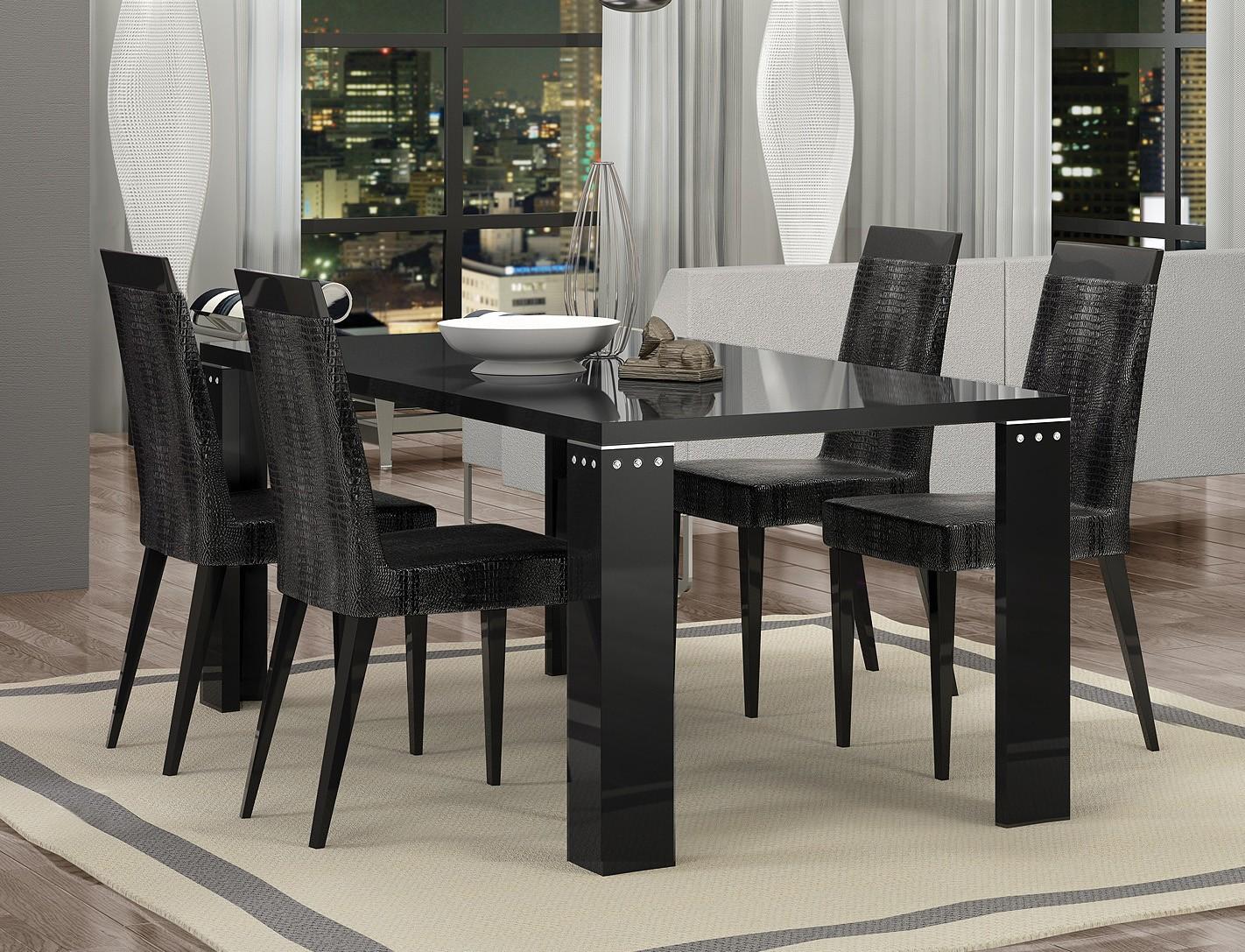 

    
At Home USA Armonia Diamond Black Crocodile Textured Dining Chair Set 2Ps Modern
