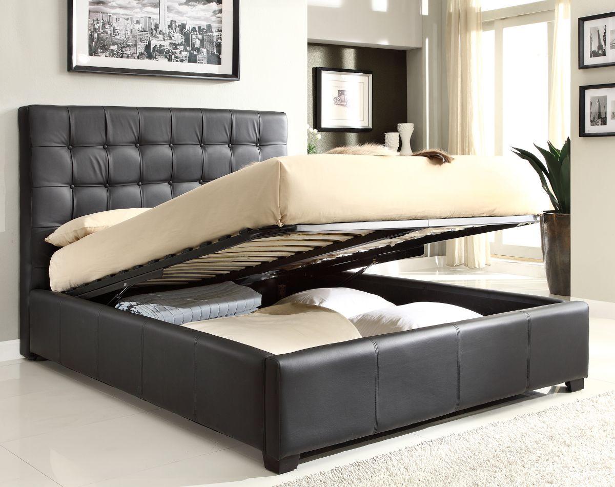 

    
At Home USA Athens Black Button Tufted Fabric King Storage Bed Contemporary
