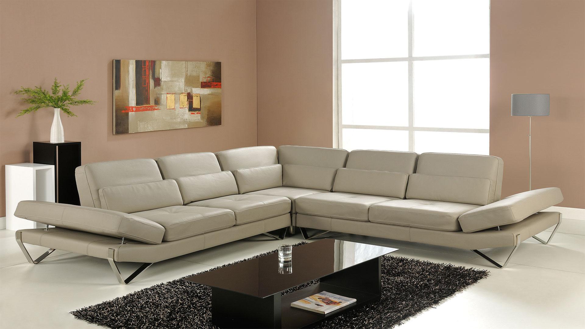 

    
At Home USA Bianca Beige Sectional Couch Italian Leather Contemporary Style
