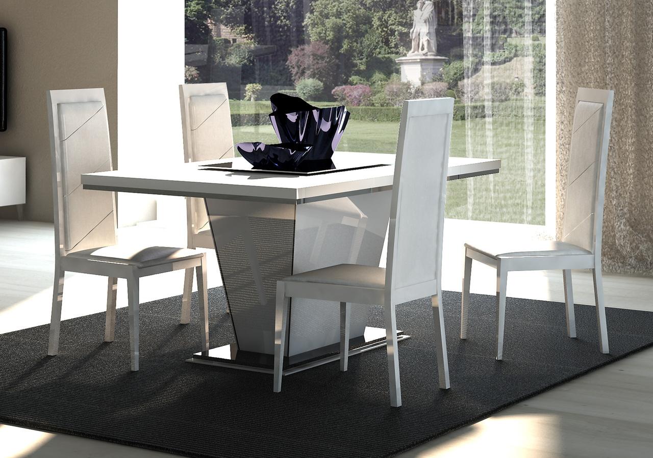 Modern Dining Table Set Caprice Caprice-WH-Set-5 in White 