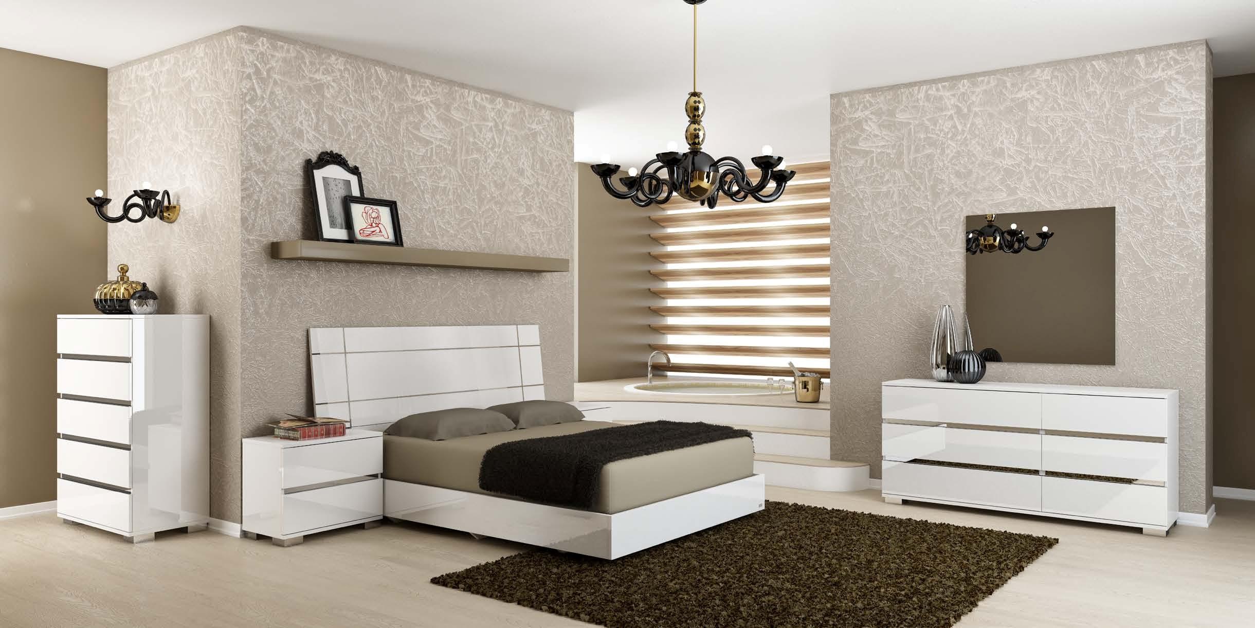 Contemporary Platform Bedroom Set Dream DREAM-WHITE-EK-Set-6 in White 