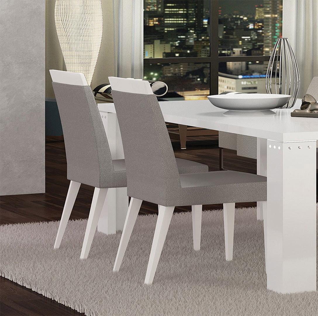 Contemporary Dining Chair Elegance SKUELDWHSD07-Set-2 in White Microfiber